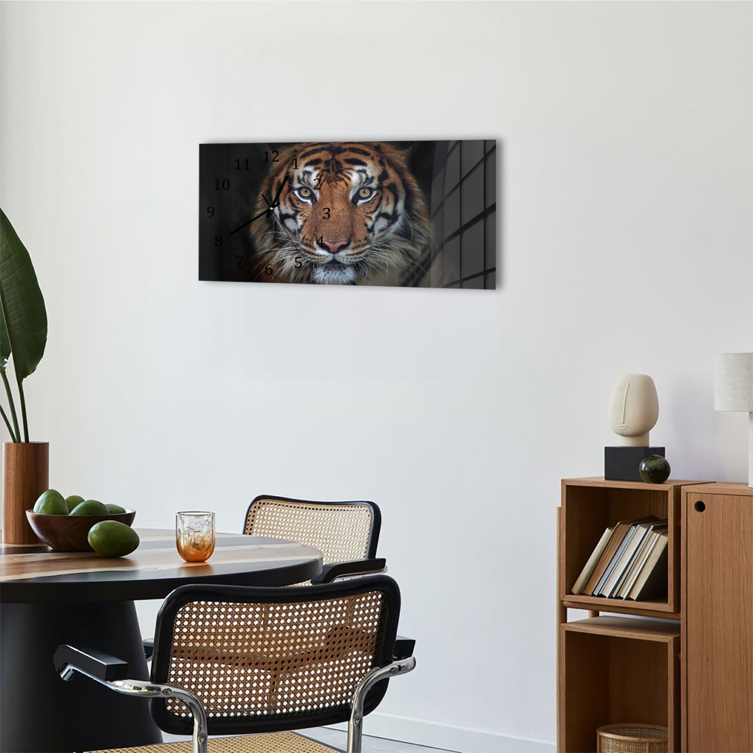 Wandklok 60x30 - Gehard Glas - Sumatraanse Boze Tijger