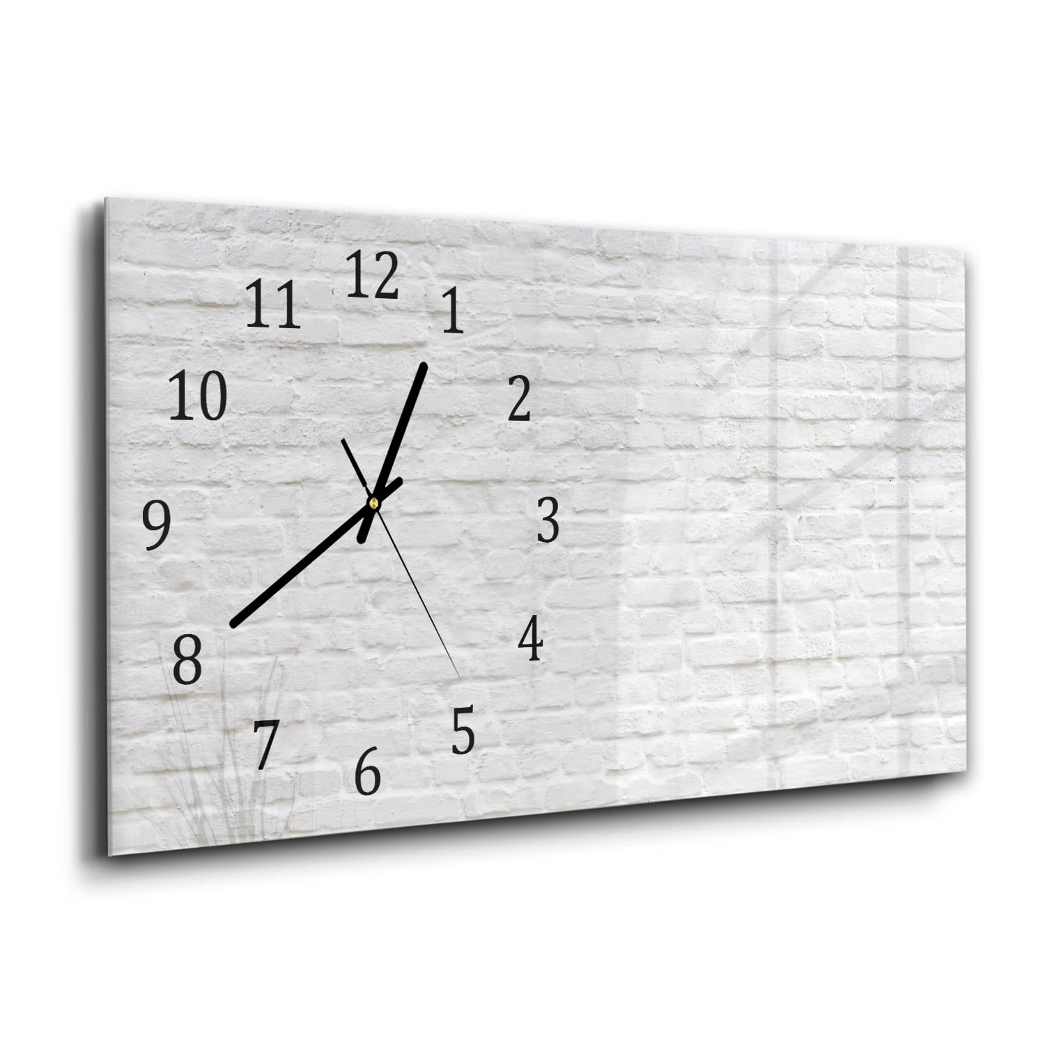 Wandklok 60x30 - Gehard Glas - Witte Stenen Muur