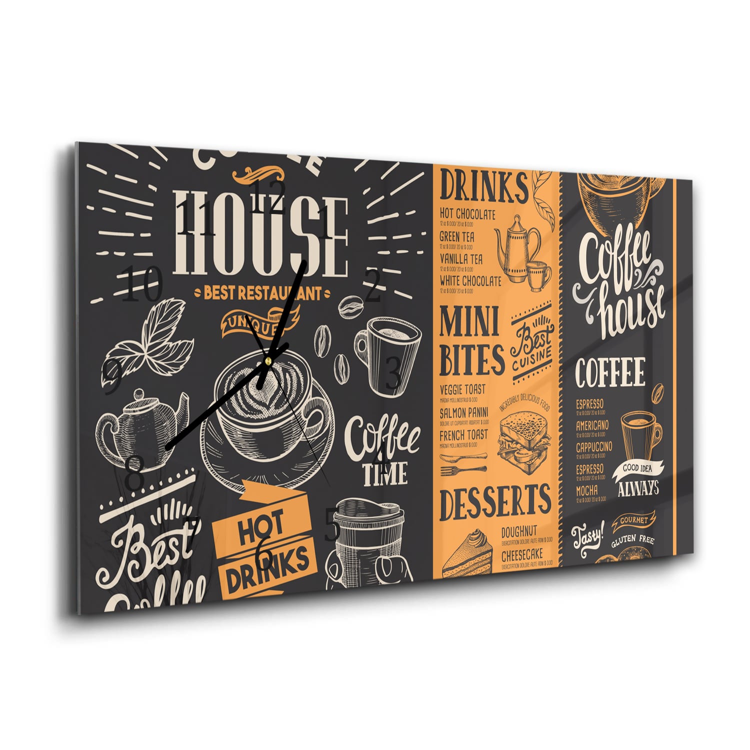 Wandklok 60x30 - Gehard Glas - Coffee Flyer