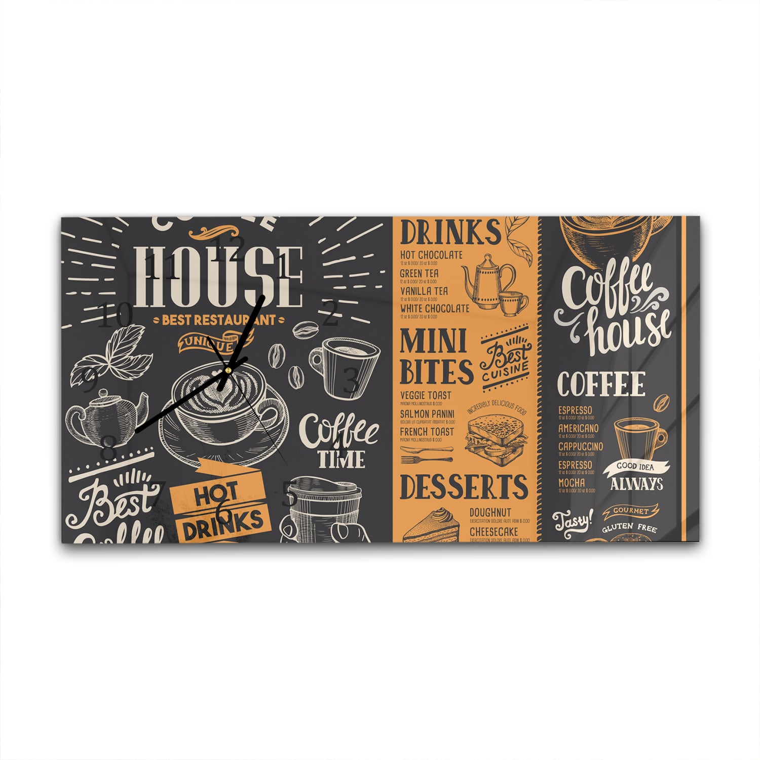 Wandklok 60x30 - Gehard Glas - Coffee Flyer