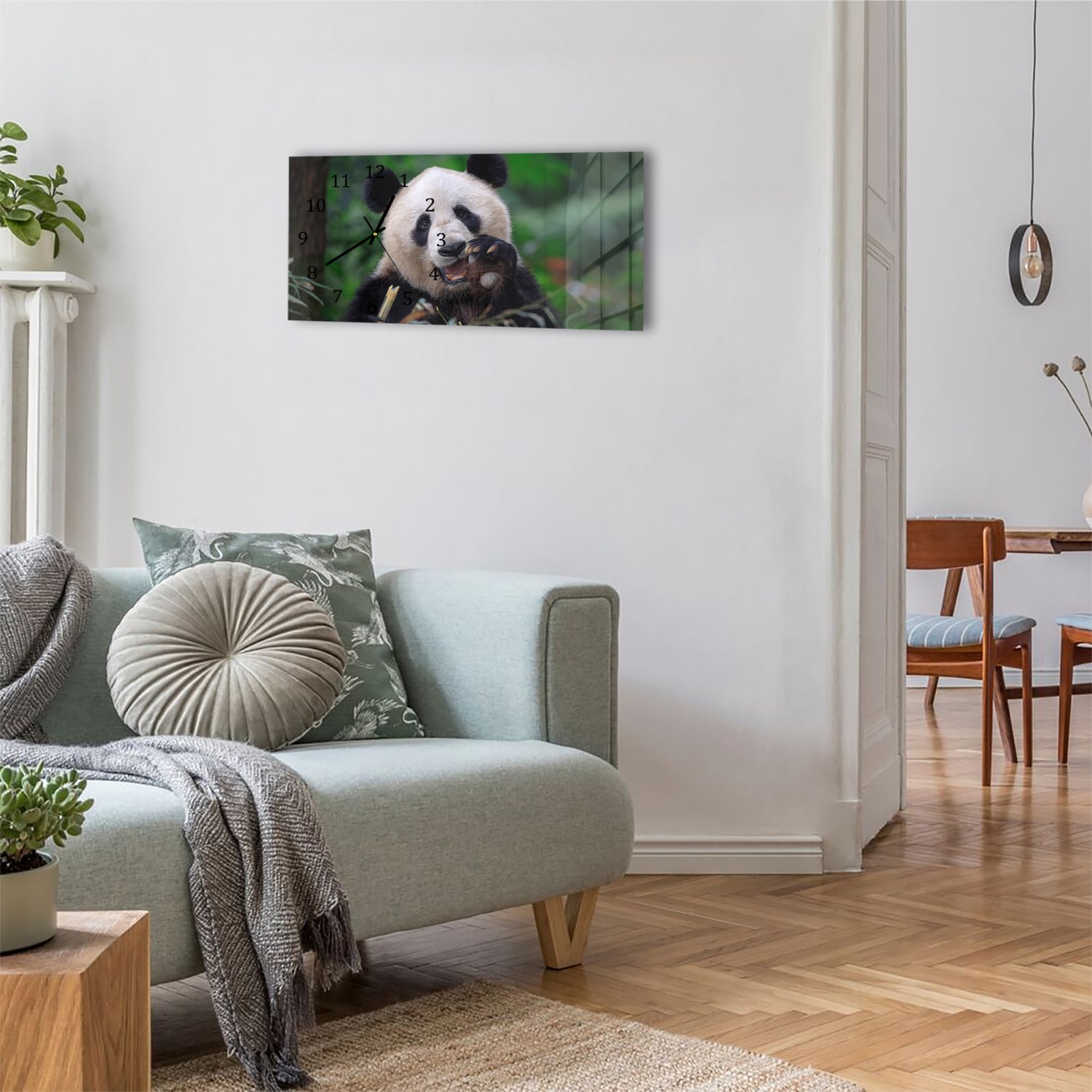 Wandklok 60x30 - Gehard Glas - Blije Panda