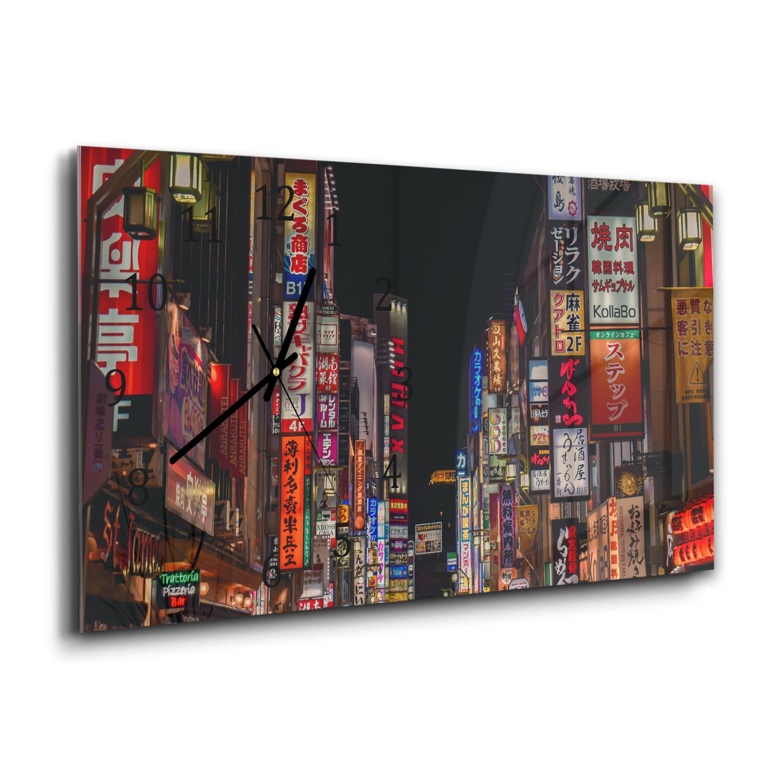 Wandklok 60x30 - Gehard Glas - Kabukicho Shinjuku Neonlichten