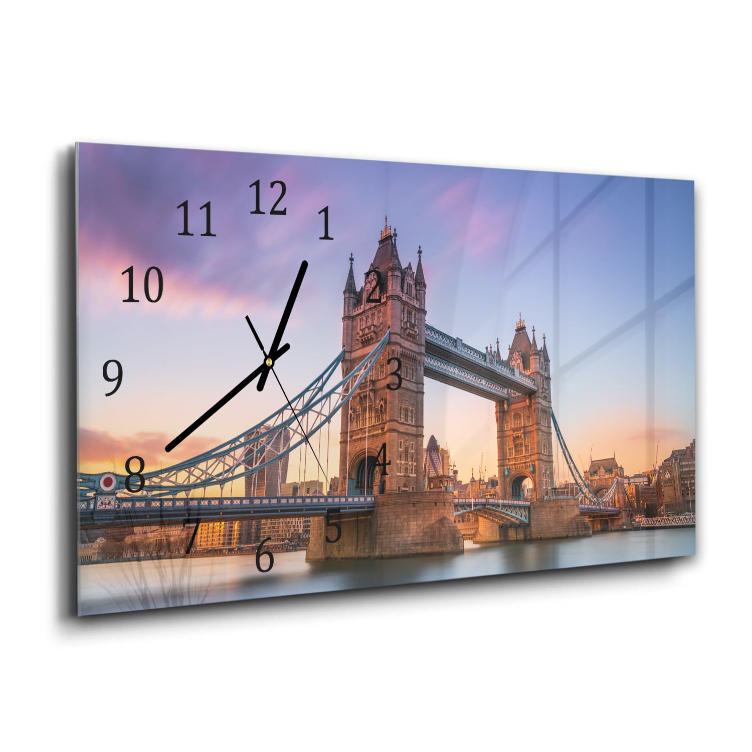 Wandklok 60x30 - Gehard Glas - Tower Bridge bij Zonsondergang