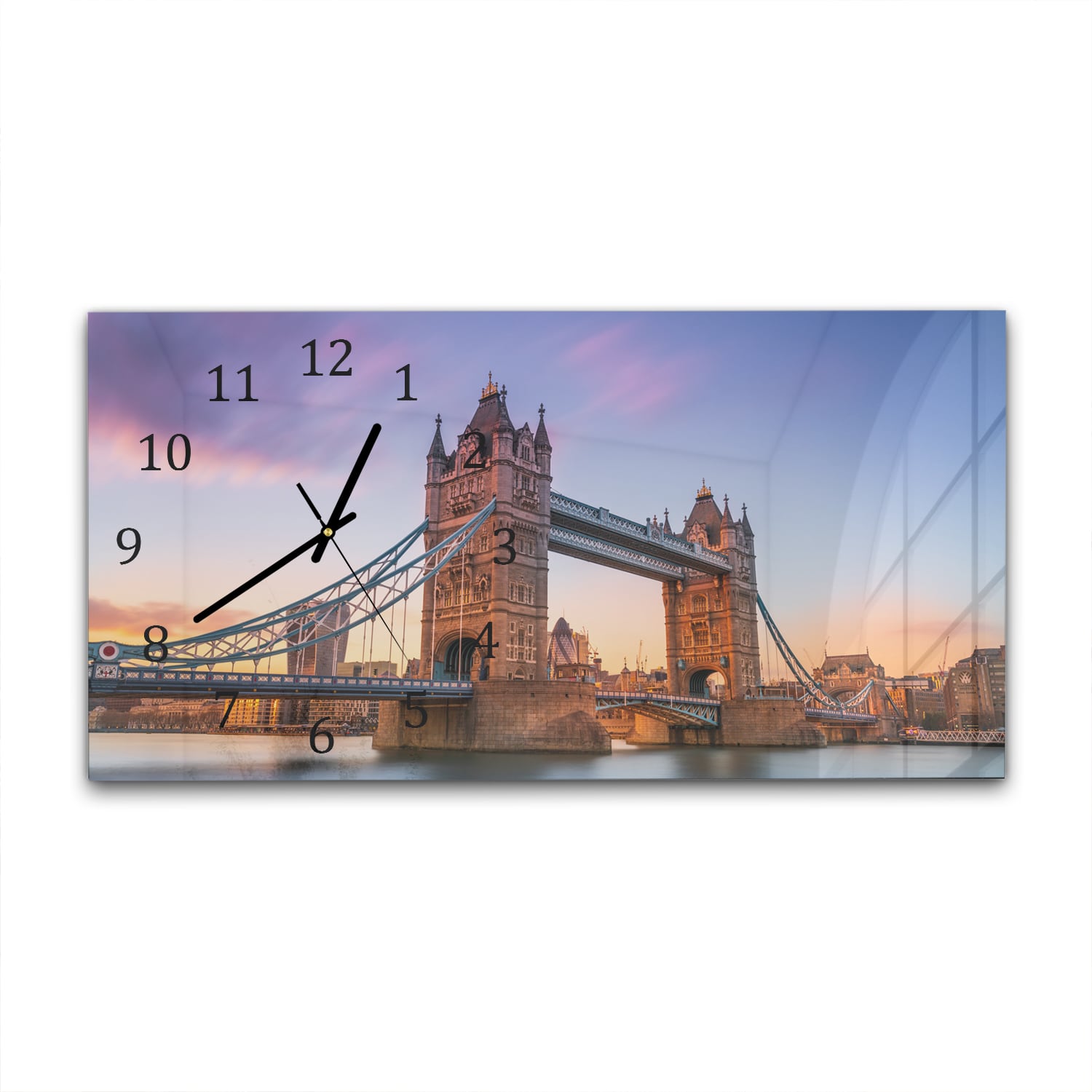 Wandklok 60x30 - Gehard Glas - Tower Bridge bij Zonsondergang