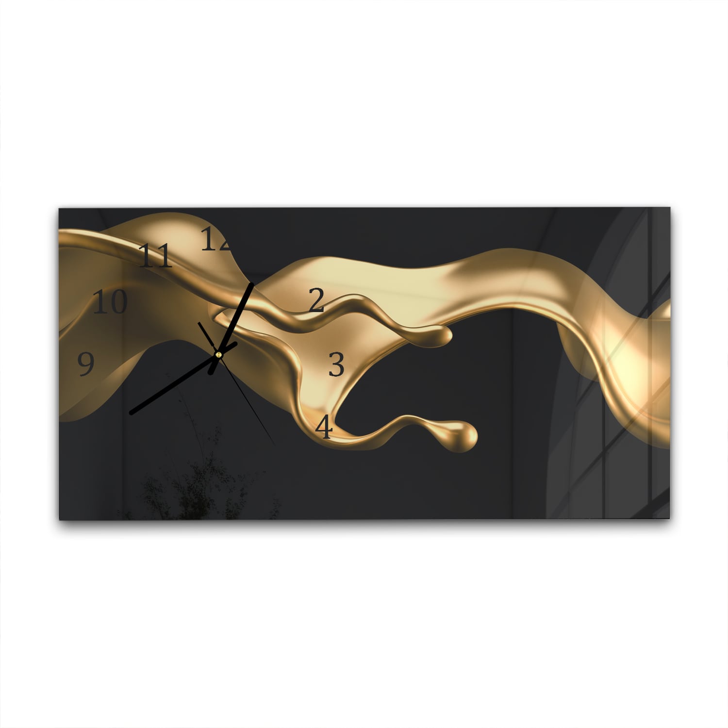 Wandklok 60x30 - Gehard Glas - Elegante Gouden Vloeistof