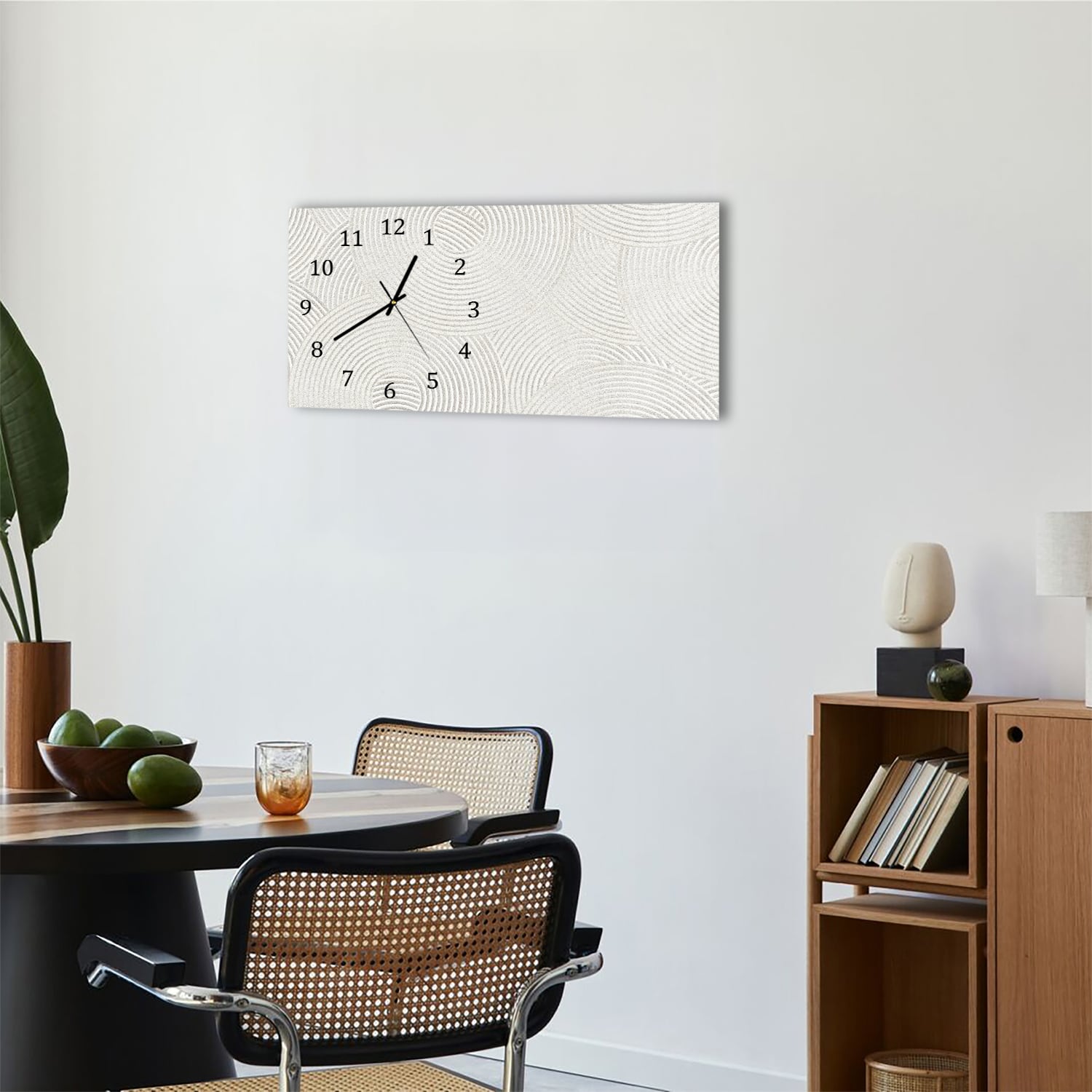 Wandklok 60x30 - Gehard Glas - Zen Patroon