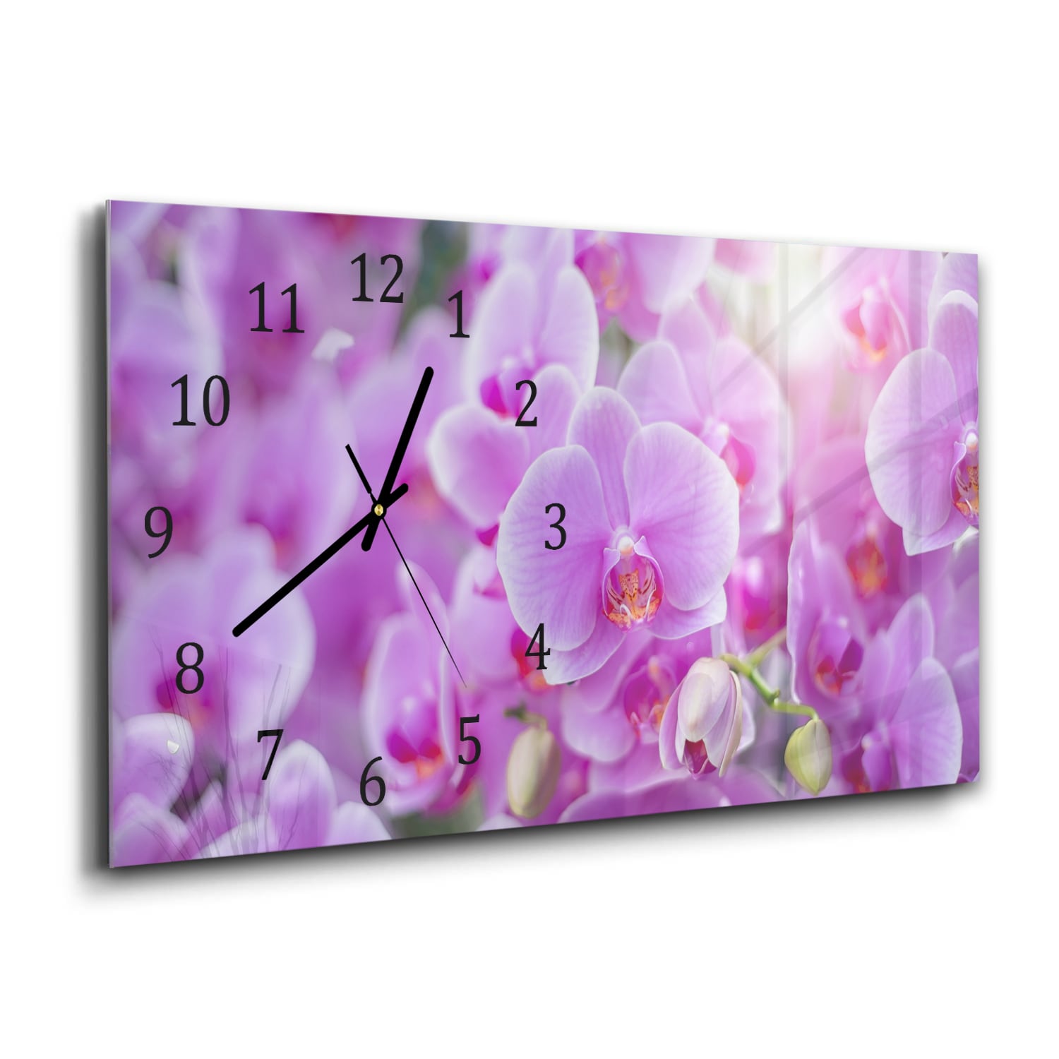 Wandklok 60x30 - Gehard Glas - Stralende Orchideeën