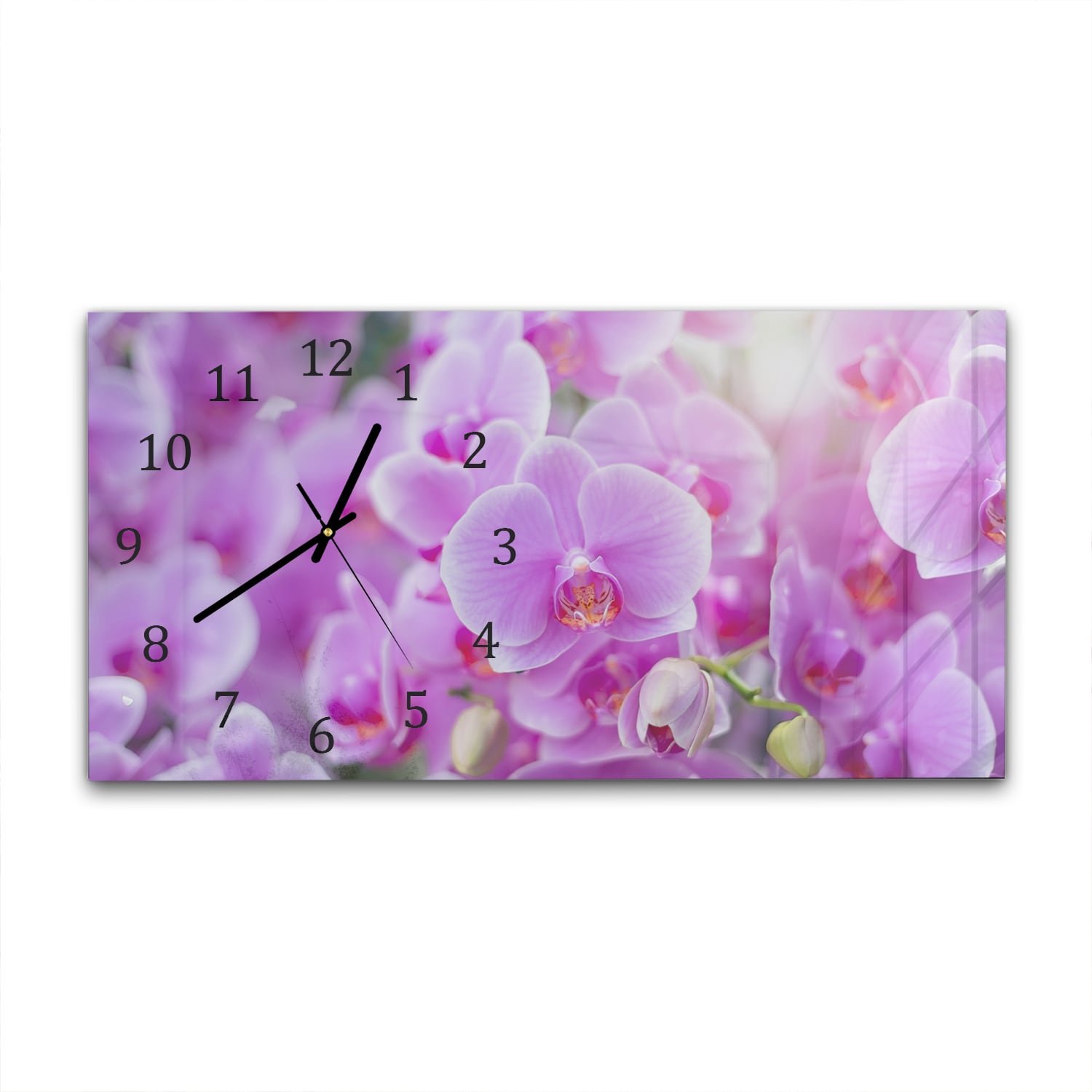 Wandklok 60x30 - Gehard Glas - Stralende Orchideeën