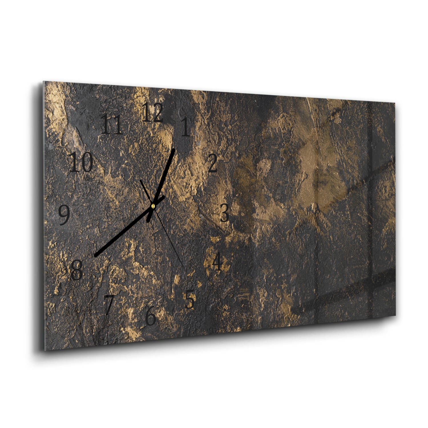 Wandklok 60x30 - Gehard Glas - Black-Gold Textuur