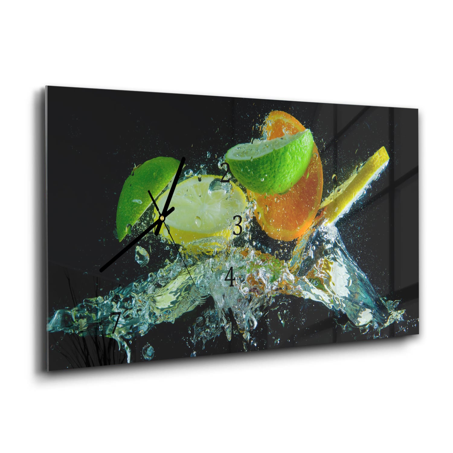 Wandklok 60x30 - Gehard Glas - Citrus Splash