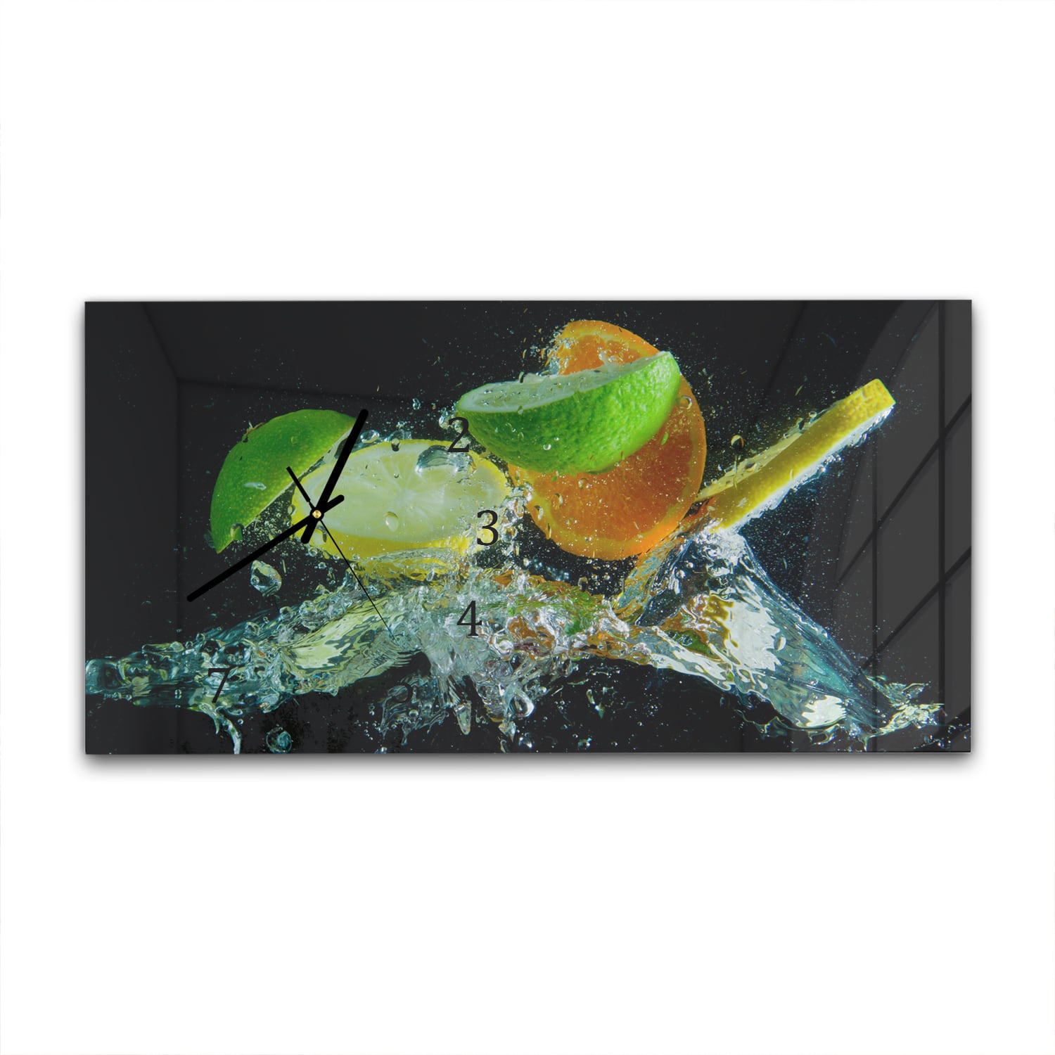 Wandklok 60x30 - Gehard Glas - Citrus Splash