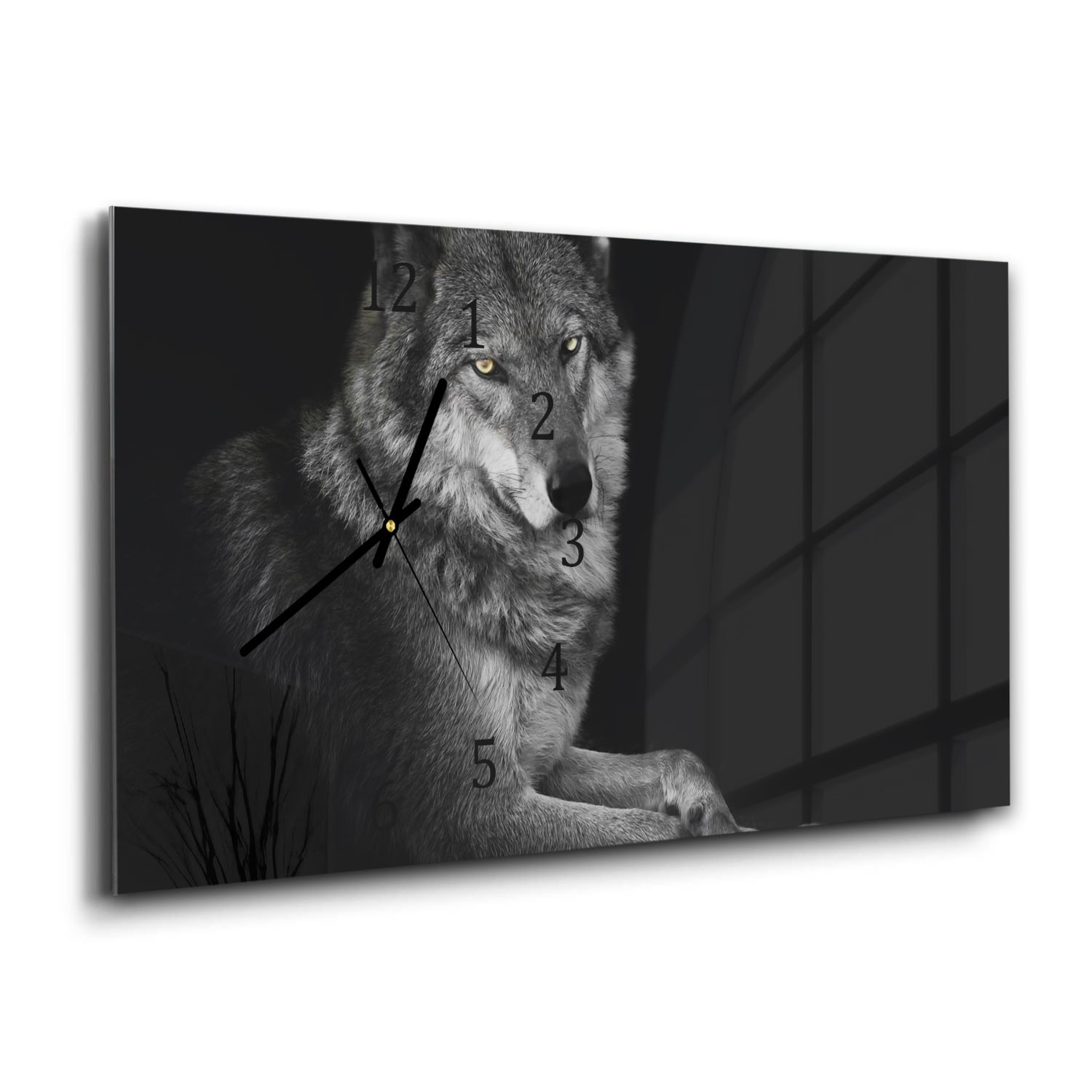 Wandklok 60x30 - Gehard Glas - Vrouwelijke Wolf