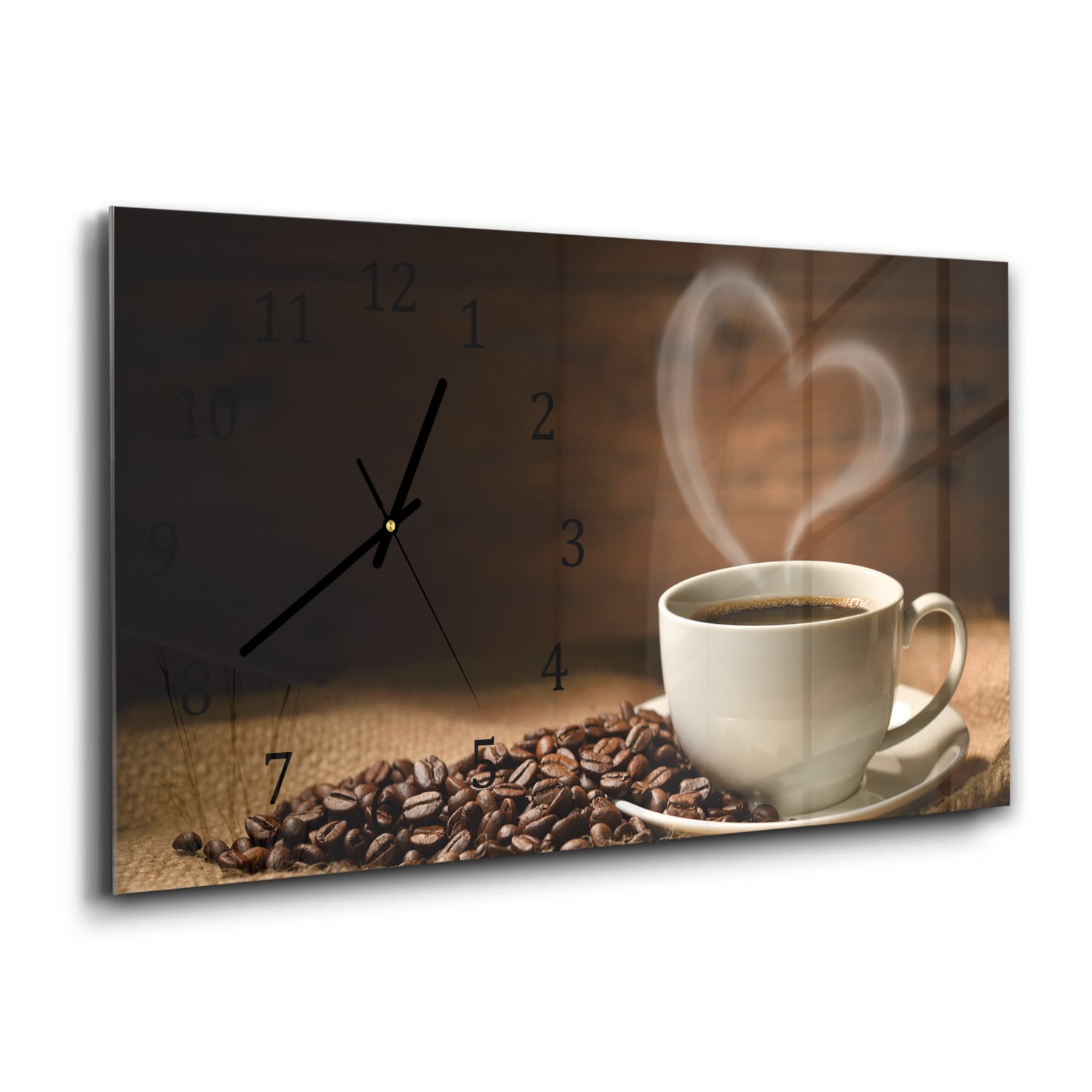 Wandklok 60x30 - Gehard Glas - Koffie met een Hart