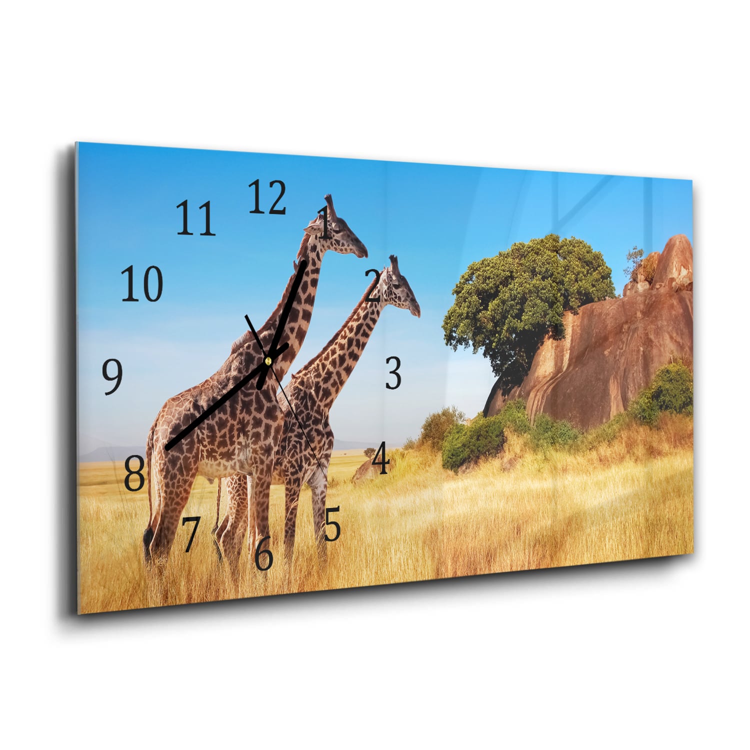 Wandklok 60x30 - Gehard Glas - Giraffen