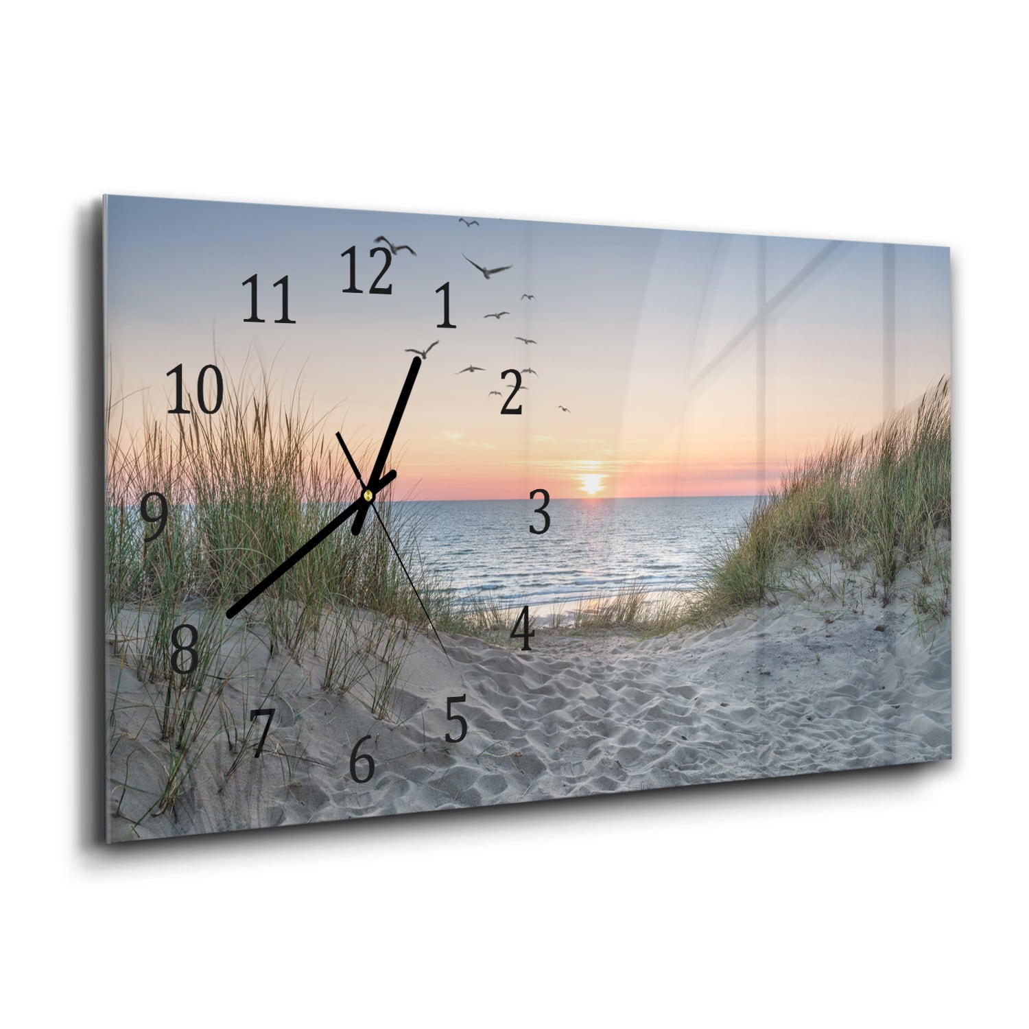 Wandklok 60x30 - Gehard Glas - Duinen bij Zonsondergang