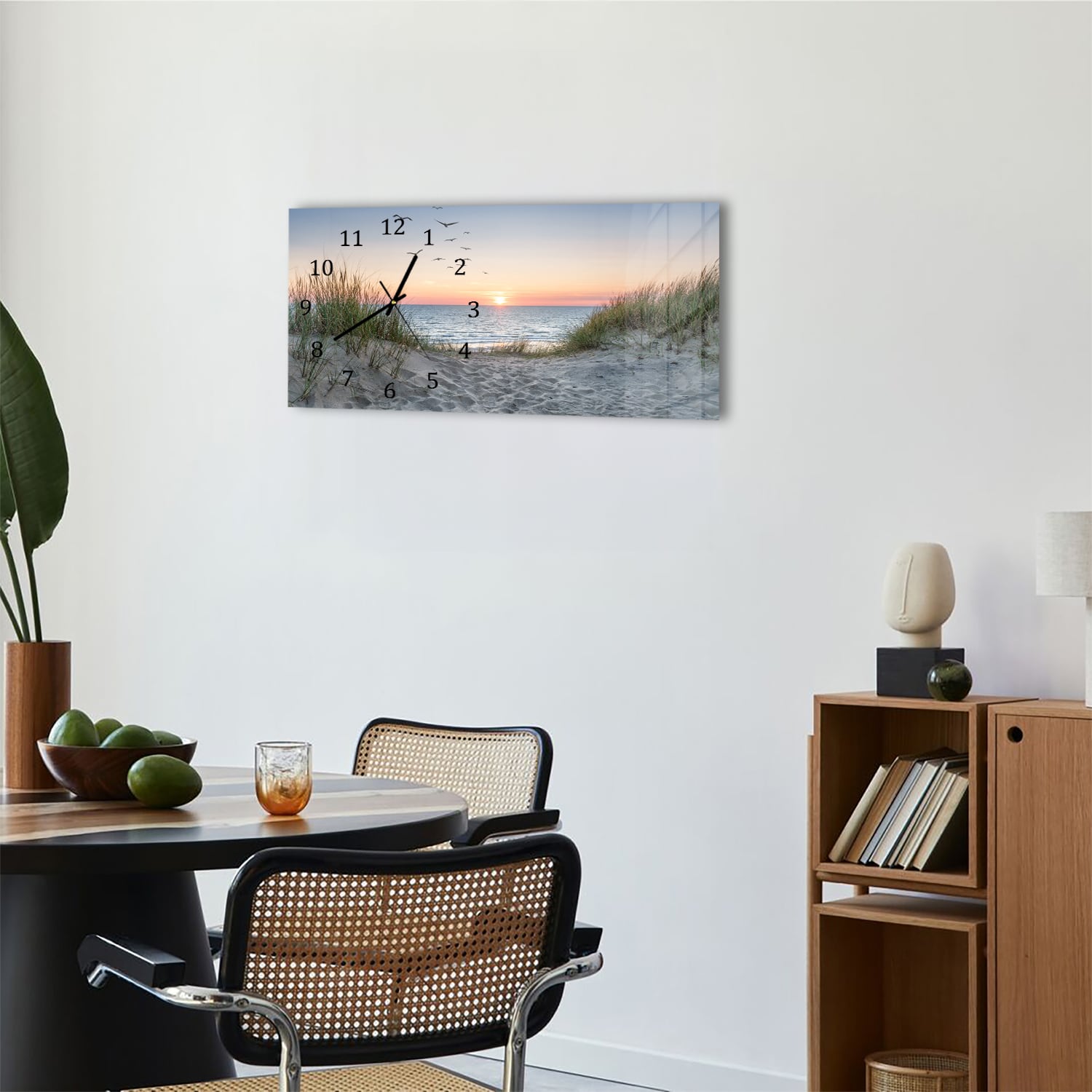 Wandklok 60x30 - Gehard Glas - Duinen bij Zonsondergang