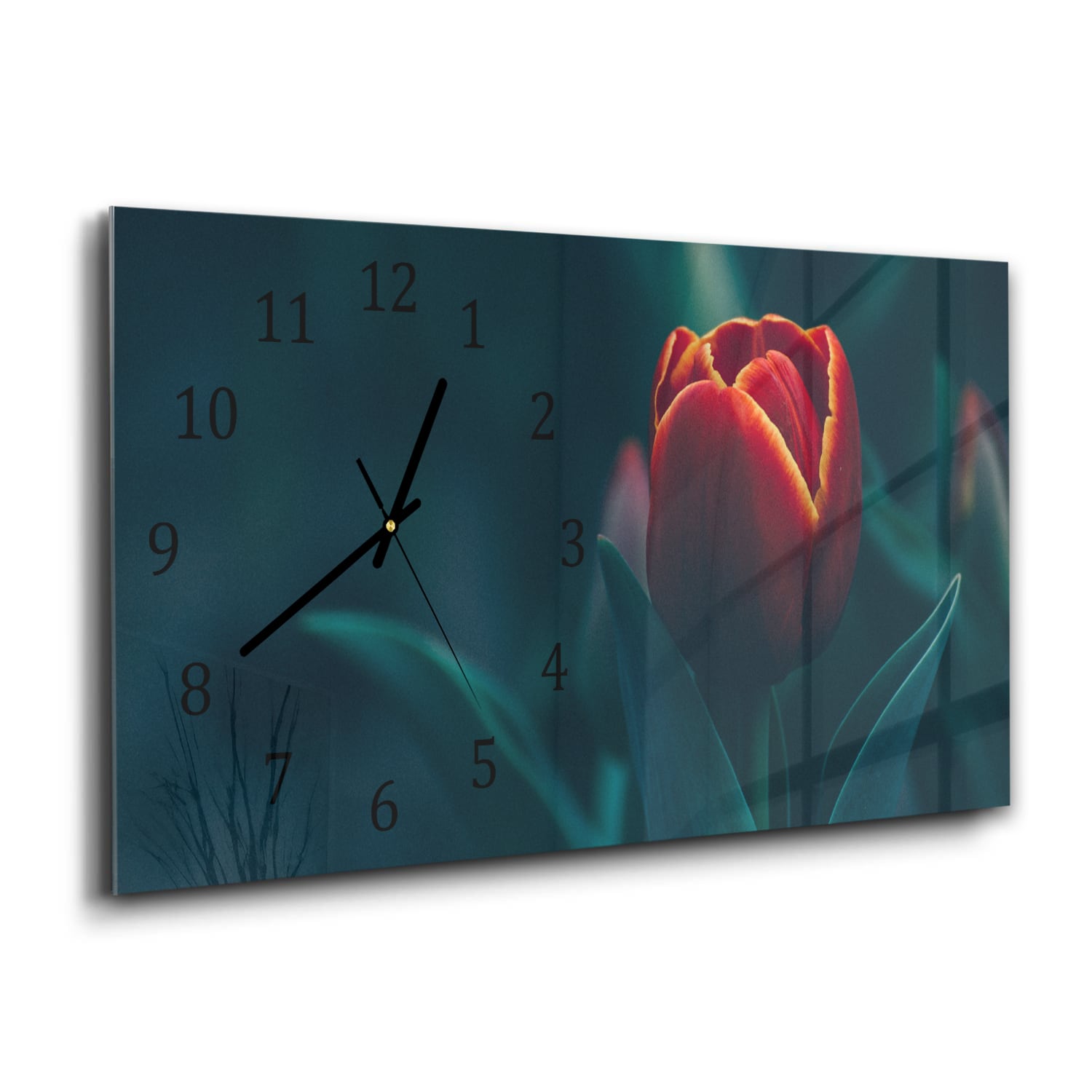 Wandklok 60x30 - Gehard Glas - Dieprode Tulp