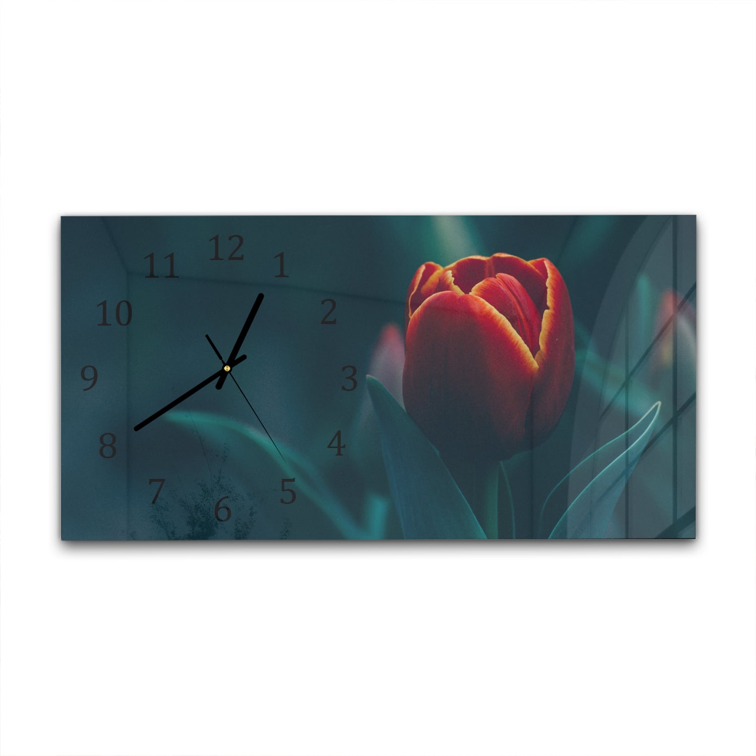 Wandklok 60x30 - Gehard Glas - Dieprode Tulp