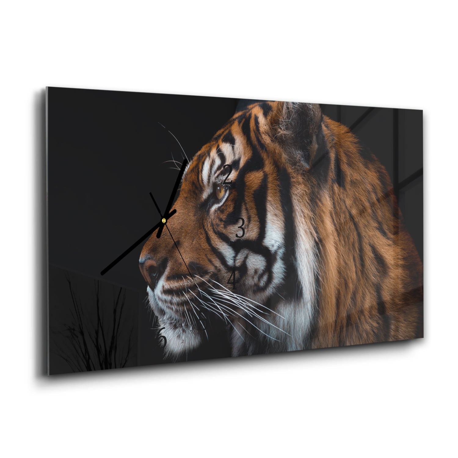 Wandklok 60x30 - Gehard Glas - Zijportret van Tijger