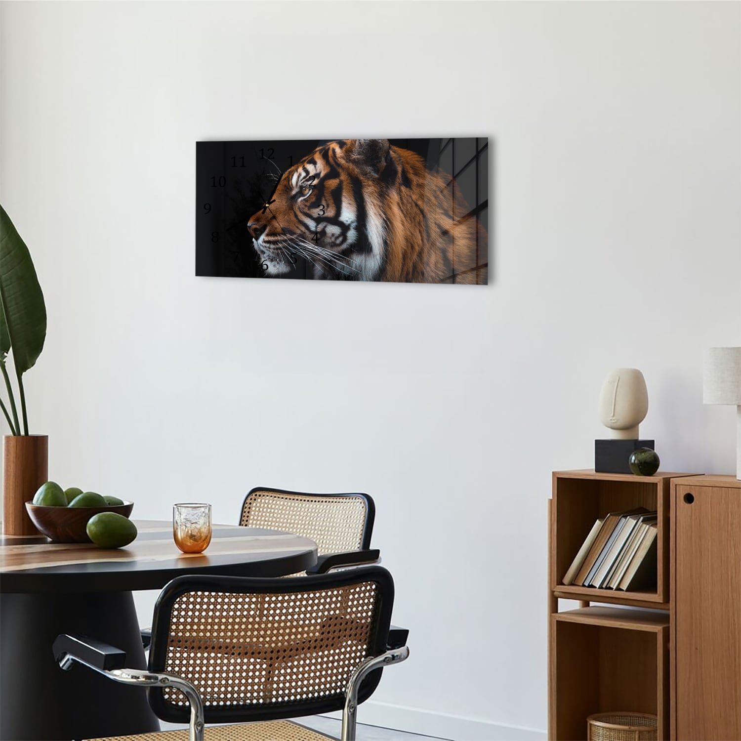 Wandklok 60x30 - Gehard Glas - Zijportret van Tijger
