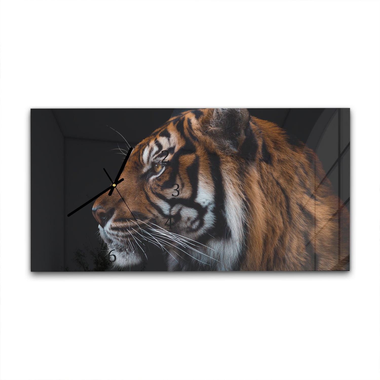 Wandklok 60x30 - Gehard Glas - Zijportret van Tijger