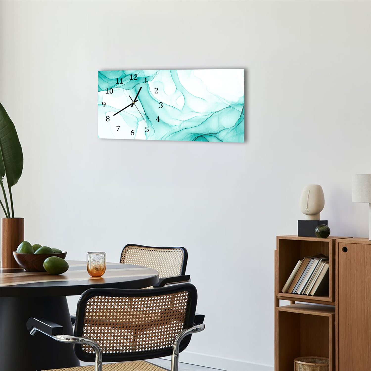 Wandklok 60x30 - Gehard Glas - Aqua Marmer