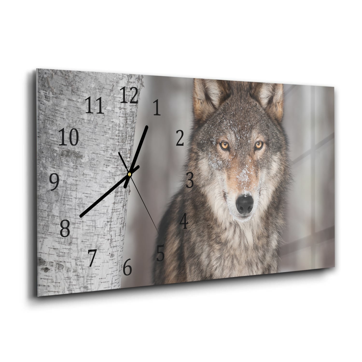 Wandklok 60x30 - Gehard Glas - Grijze Wolf