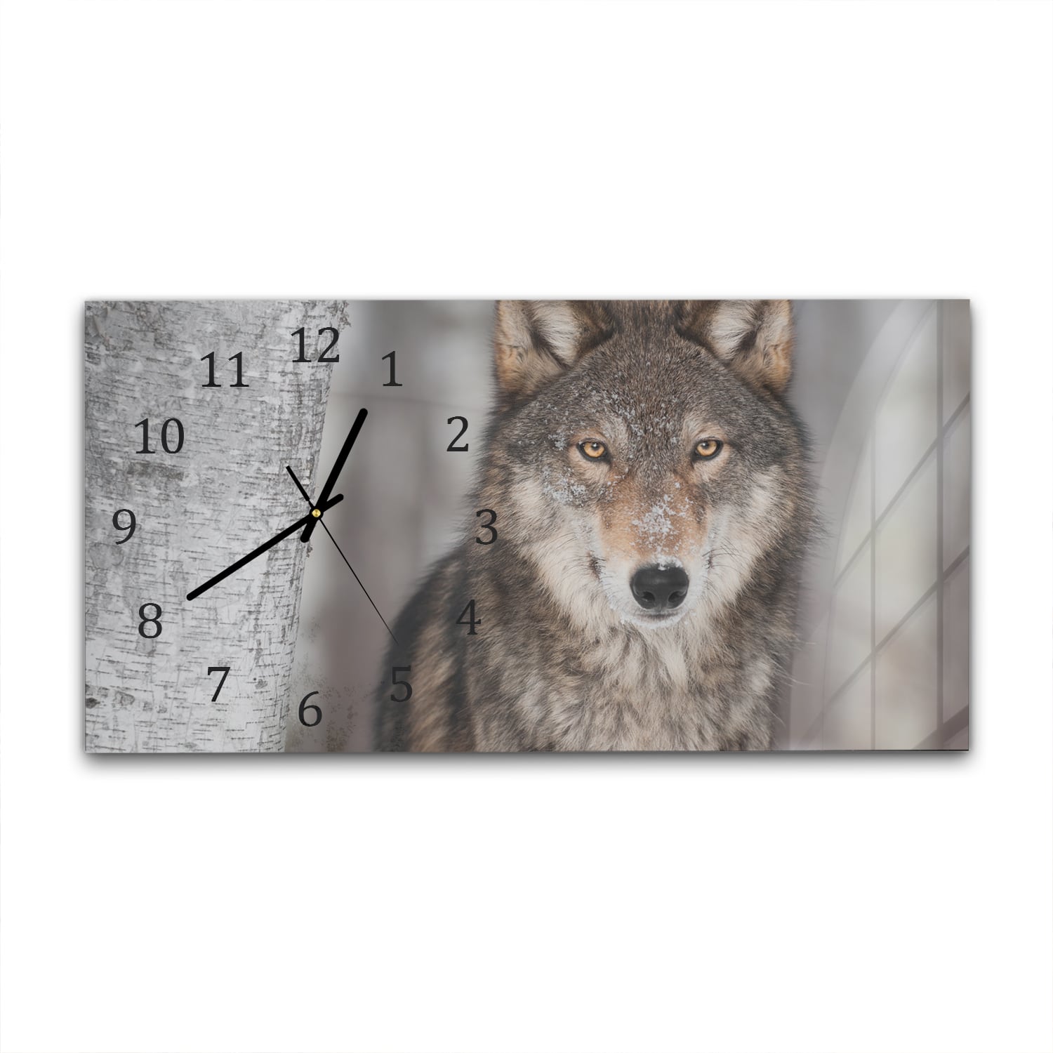 Wandklok 60x30 - Gehard Glas - Grijze Wolf