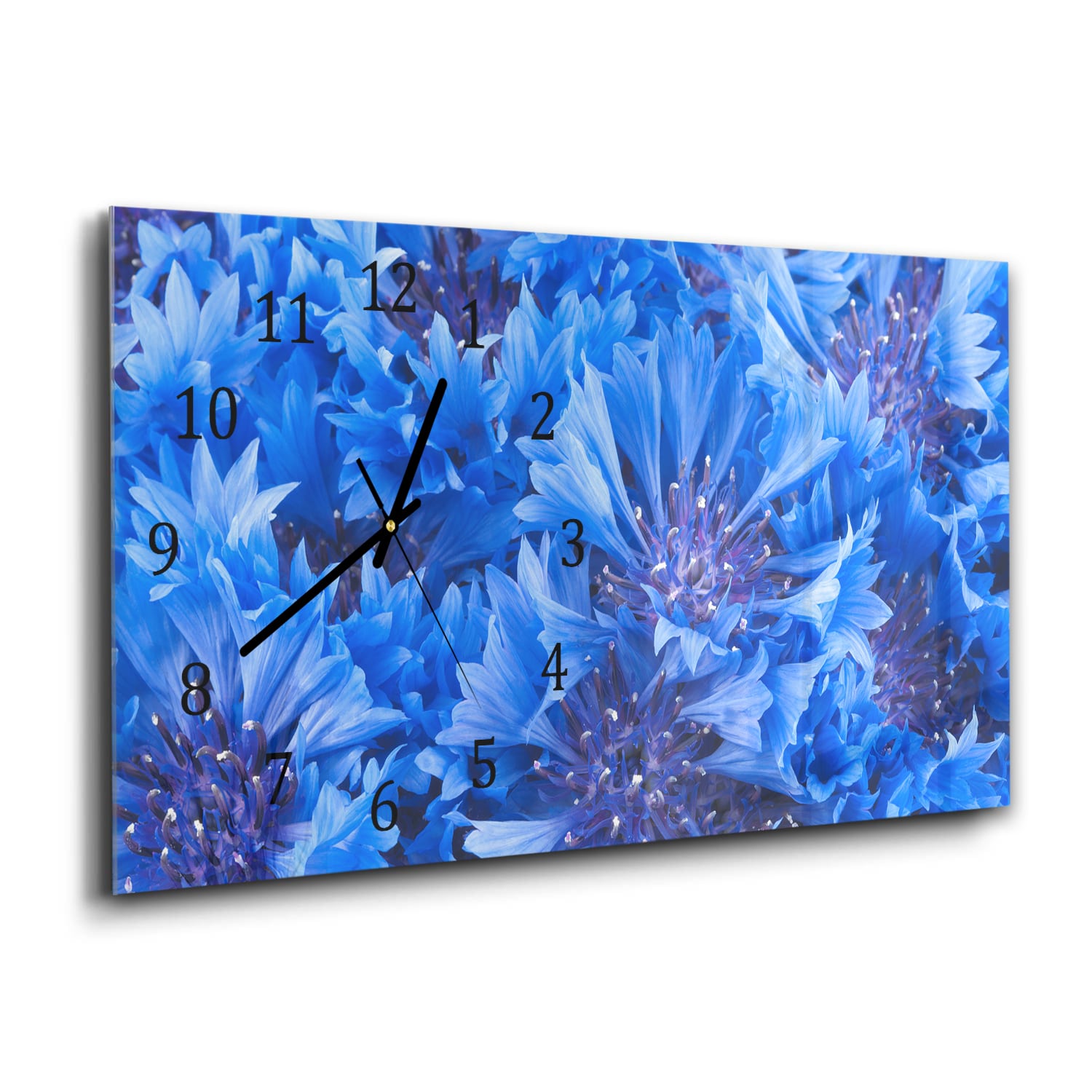 Wandklok 60x30 - Gehard Glas - Blauwe Korenbloem