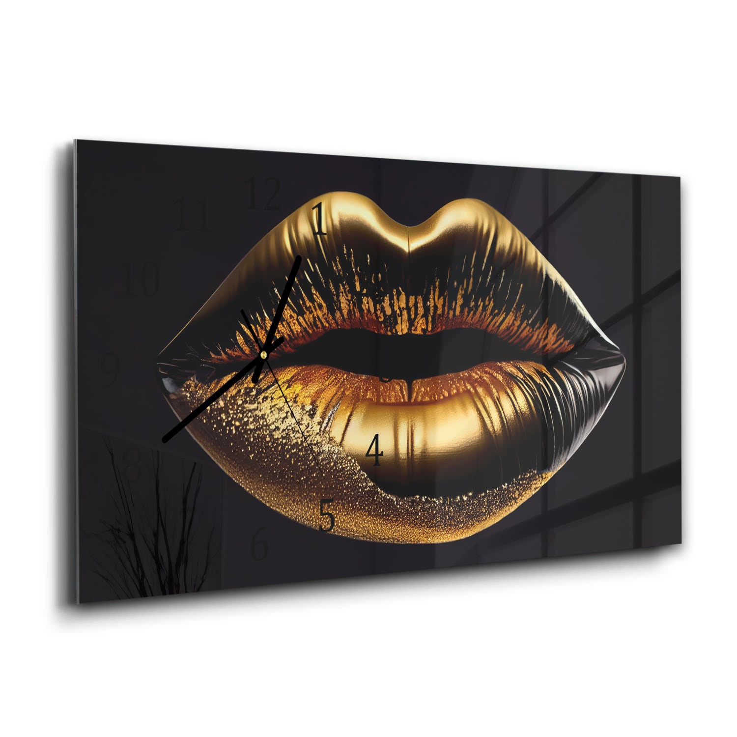 Wandklok 60x30 - Gehard Glas - Gouden Lippen