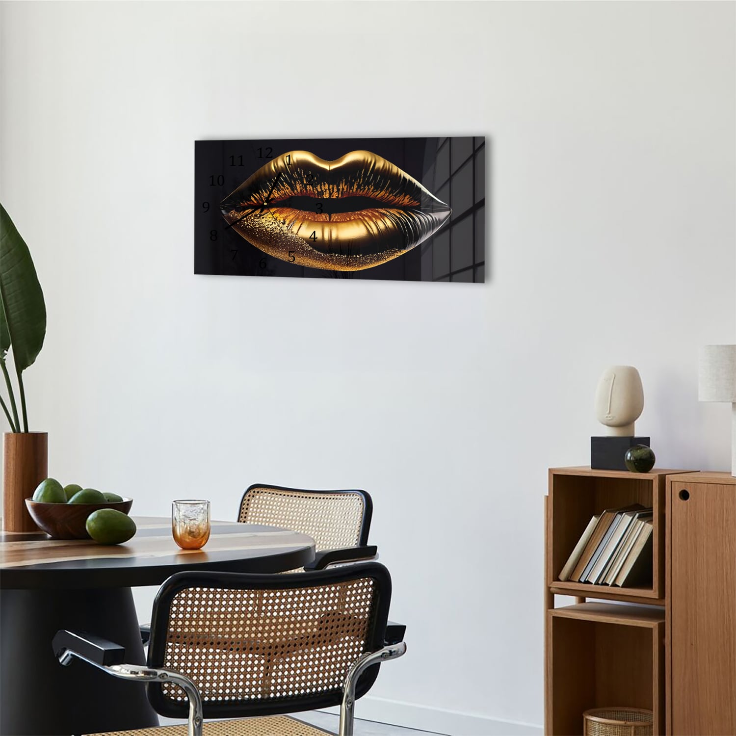 Wandklok 60x30 - Gehard Glas - Gouden Lippen