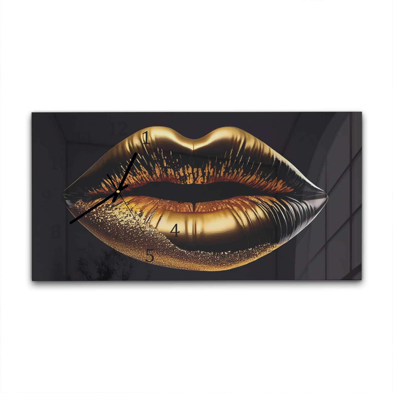 Wandklok 60x30 - Gehard Glas - Gouden Lippen