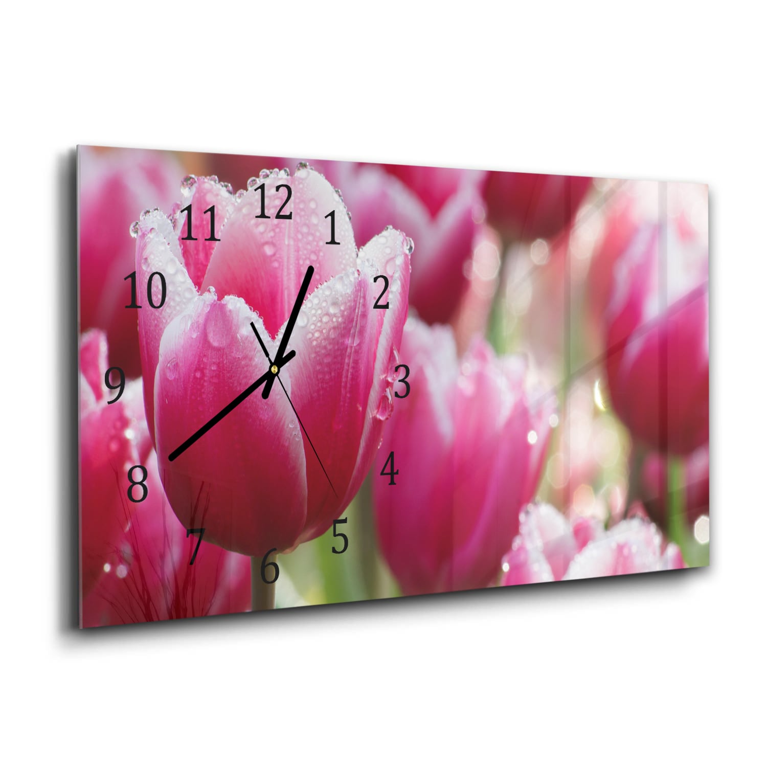 Wandklok 60x30 - Gehard Glas - Natte Tulpen