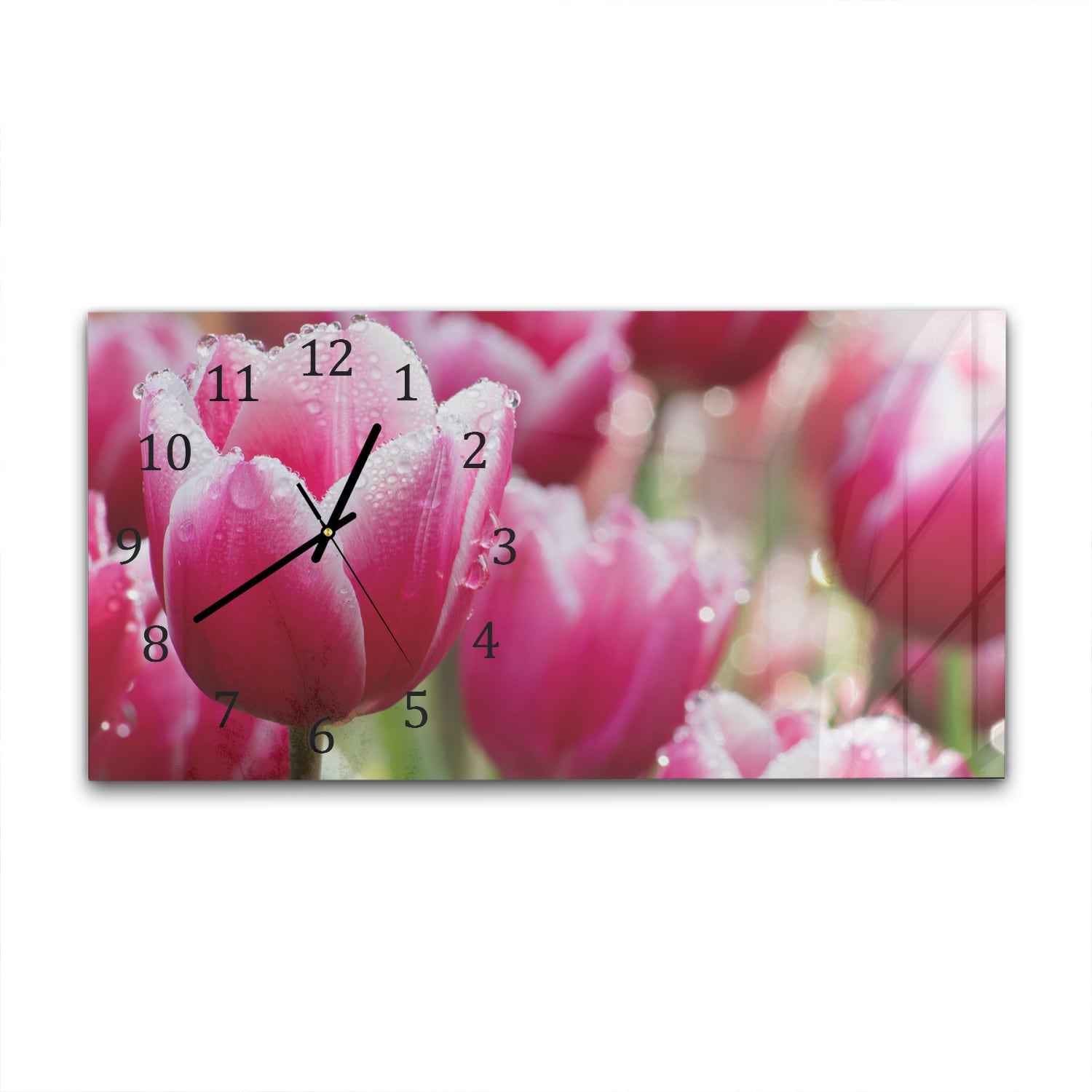 Wandklok 60x30 - Gehard Glas - Natte Tulpen