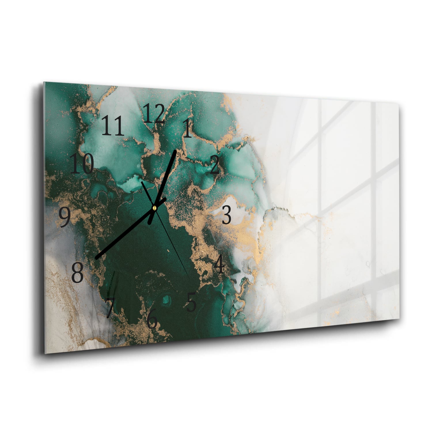 Wandklok 60x30 - Gehard Glas - Luxe Groen-Marmer