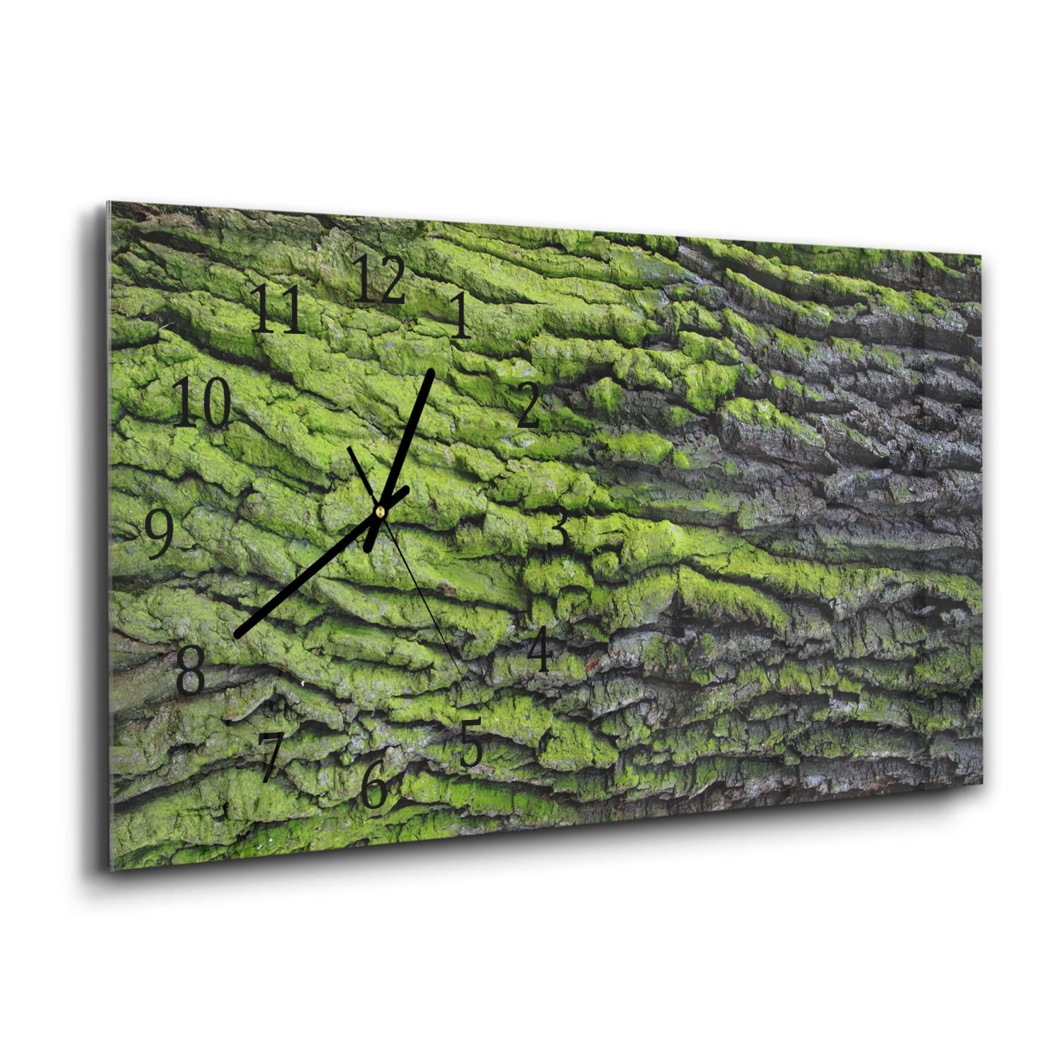 Wandklok 60x30 - Gehard Glas - Groene Schors Textuur