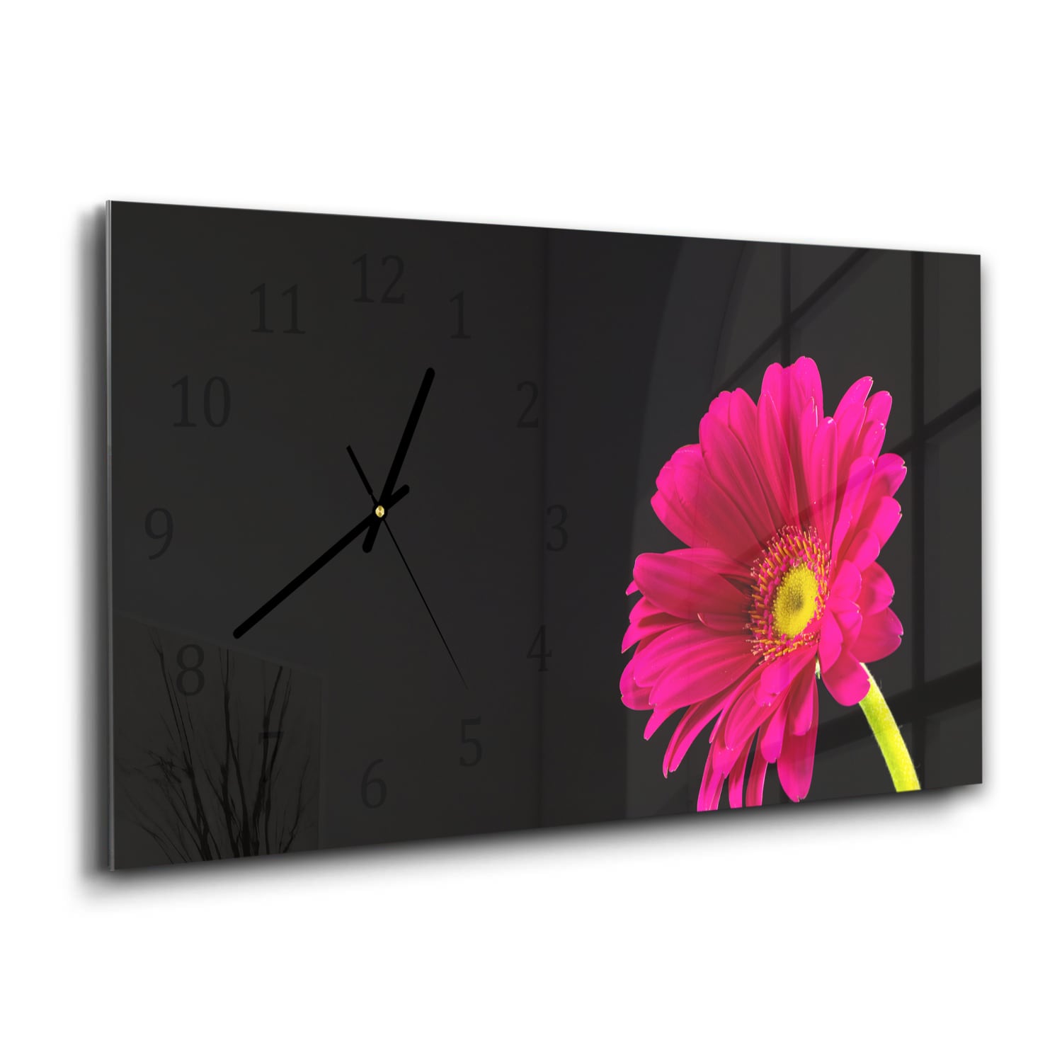 Wandklok 60x30 - Gehard Glas - Stralende Gerbera