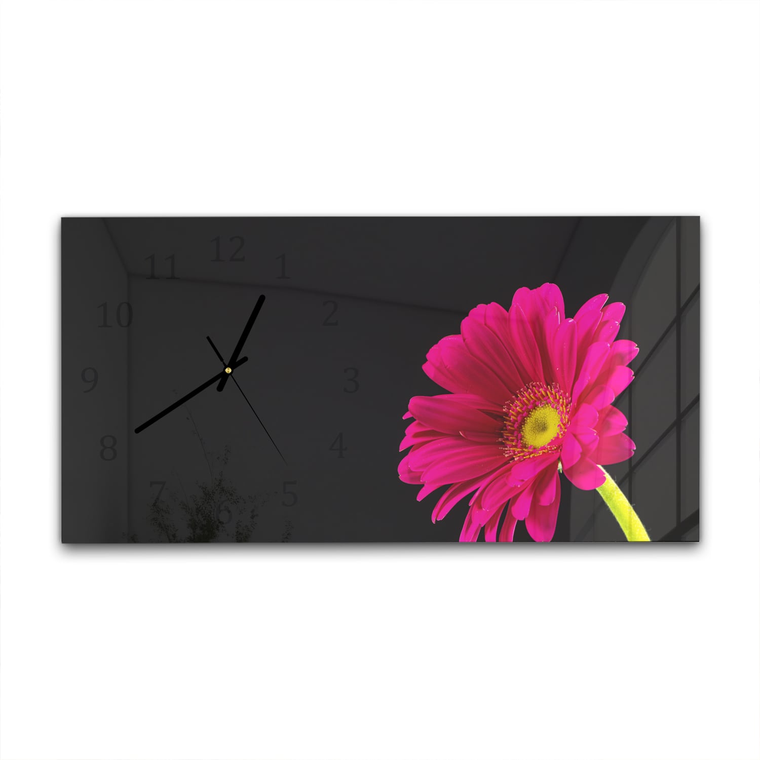 Wandklok 60x30 - Gehard Glas - Stralende Gerbera