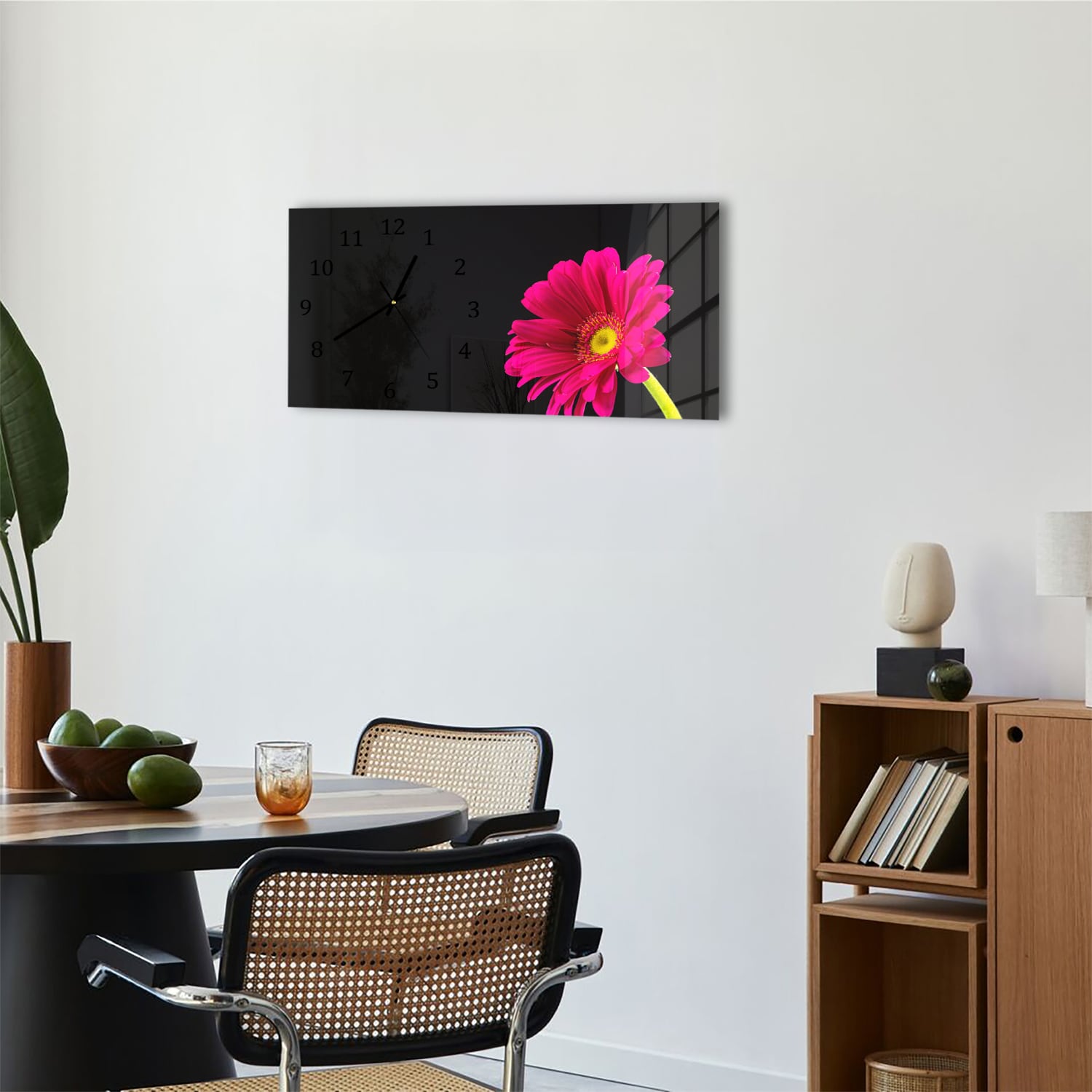 Wandklok 60x30 - Gehard Glas - Stralende Gerbera