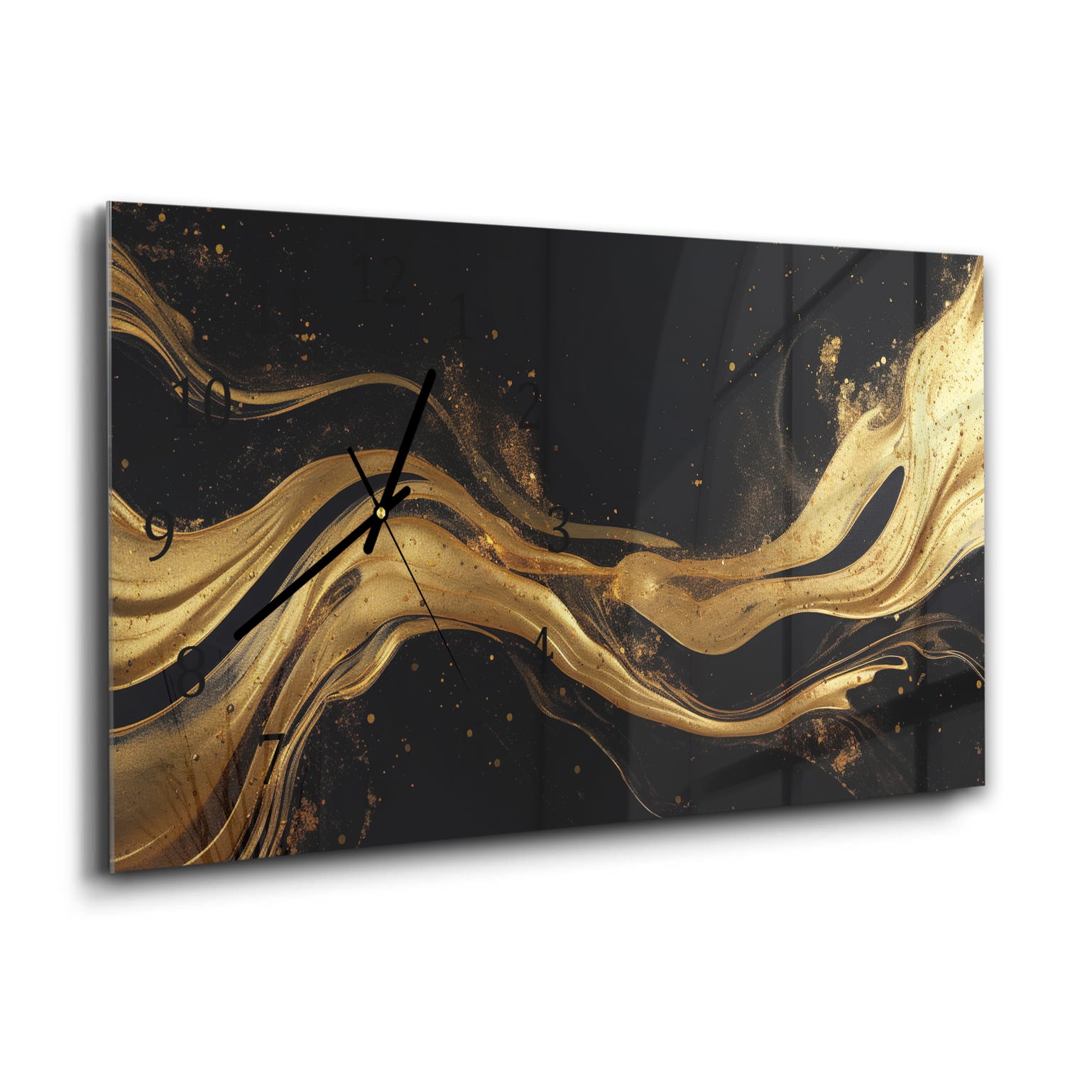 Wandklok 60x30 - Gehard Glas - Abstracte luxe goud-zwart achtergrond