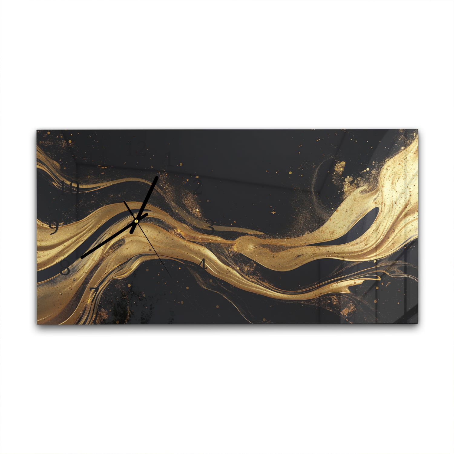 Wandklok 60x30 - Gehard Glas - Abstracte luxe goud-zwart achtergrond