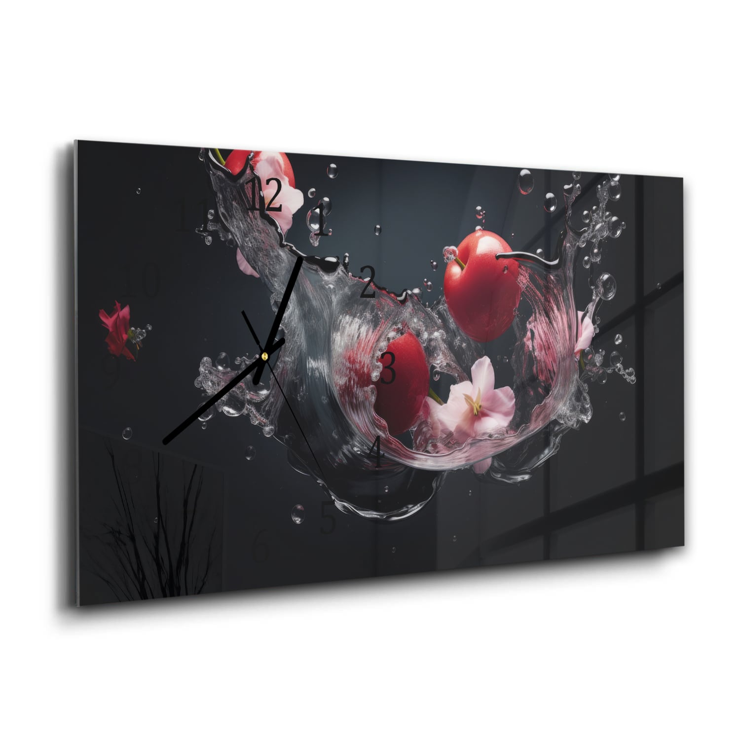 Wandklok 60x30 - Gehard Glas - Tomaten Splash