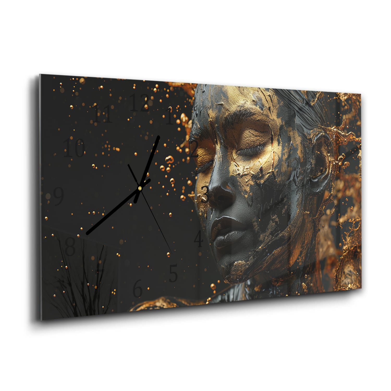 Wandklok 60x30 - Gehard Glas - Vrouw met Gouden Make-up