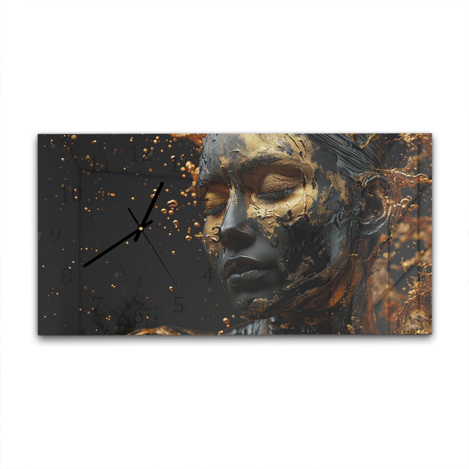 Wandklok 60x30 - Gehard Glas - Vrouw met Gouden Make-up
