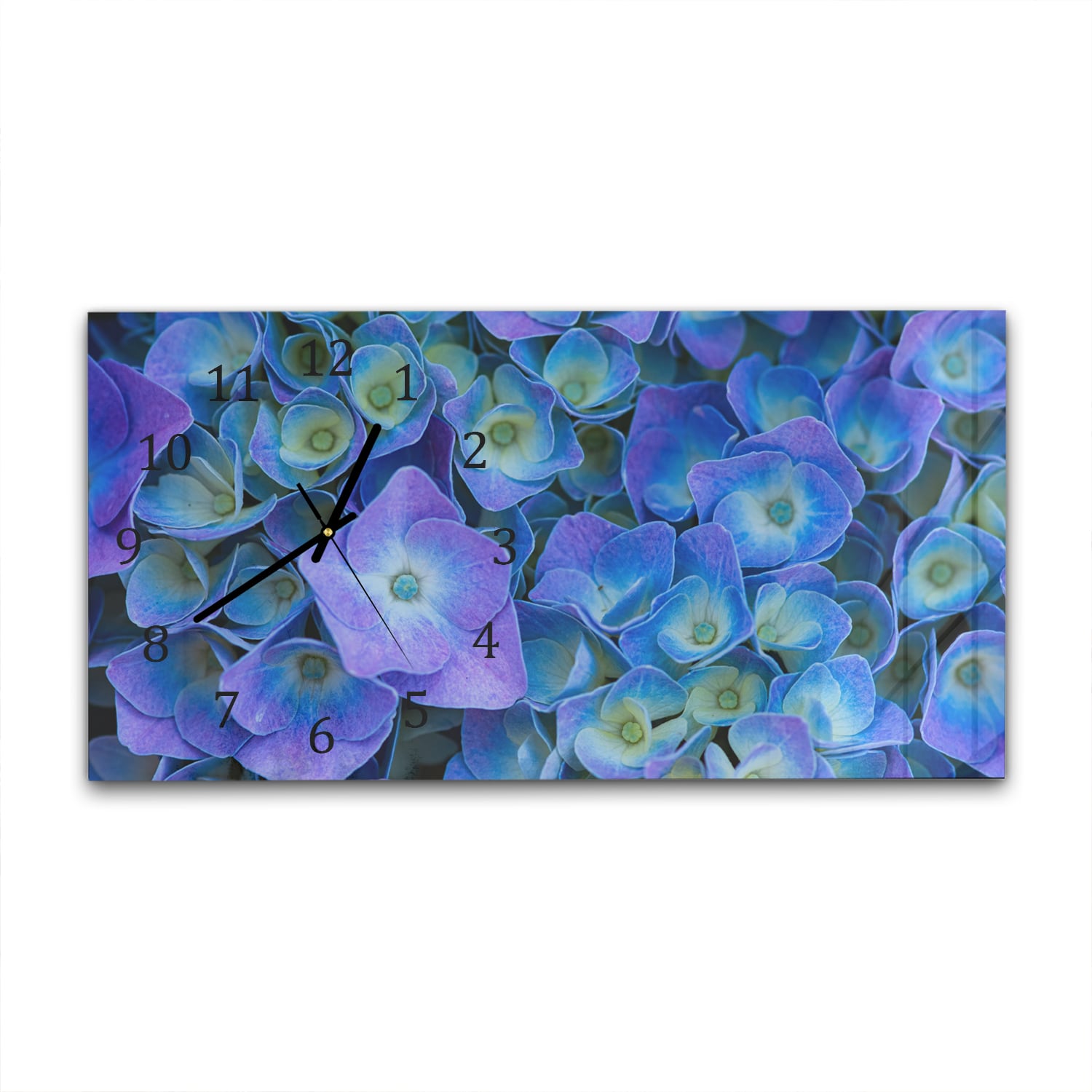 Wandklok 60x30 - Gehard Glas - Hydrangea bloei