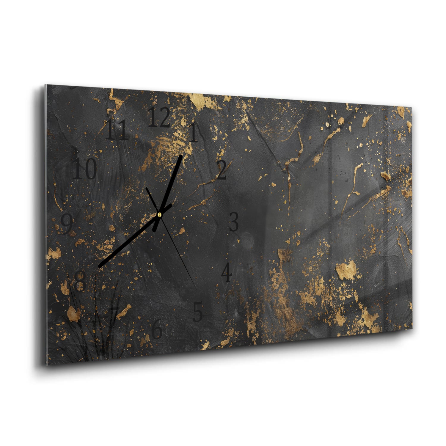 Wandklok 60x30 - Gehard Glas - Zwart/Goud Ruwe Textuur