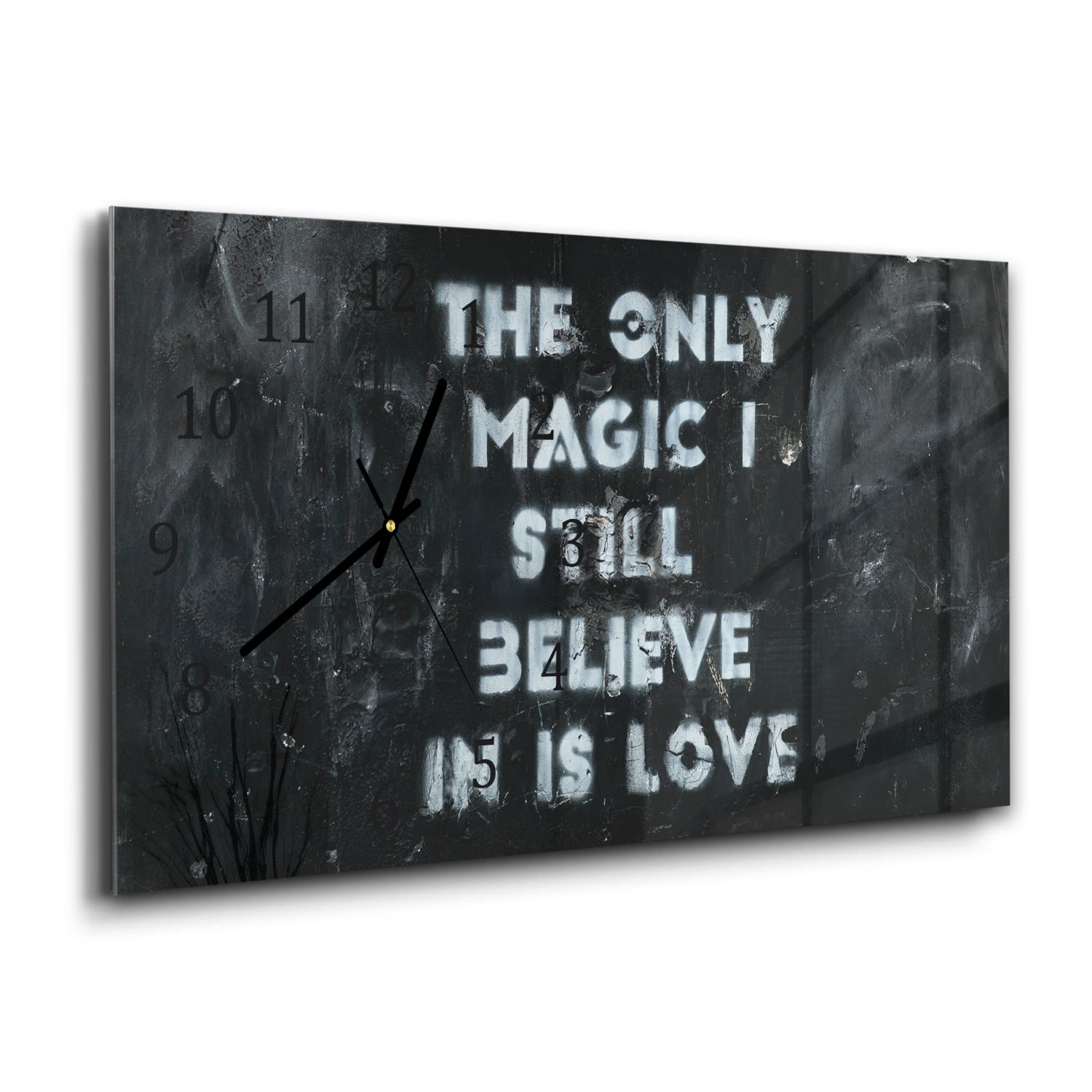 Wandklok 60x30 - Gehard Glas - Quote op Ruwe Achtergrond