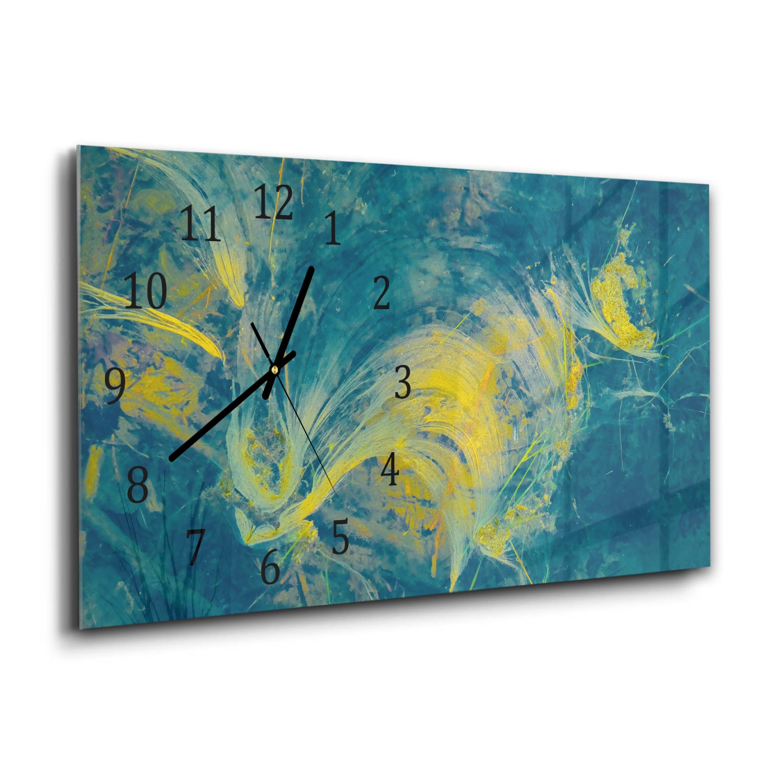 Wandklok 60x30 - Gehard Glas - Abstracte Verf Golven