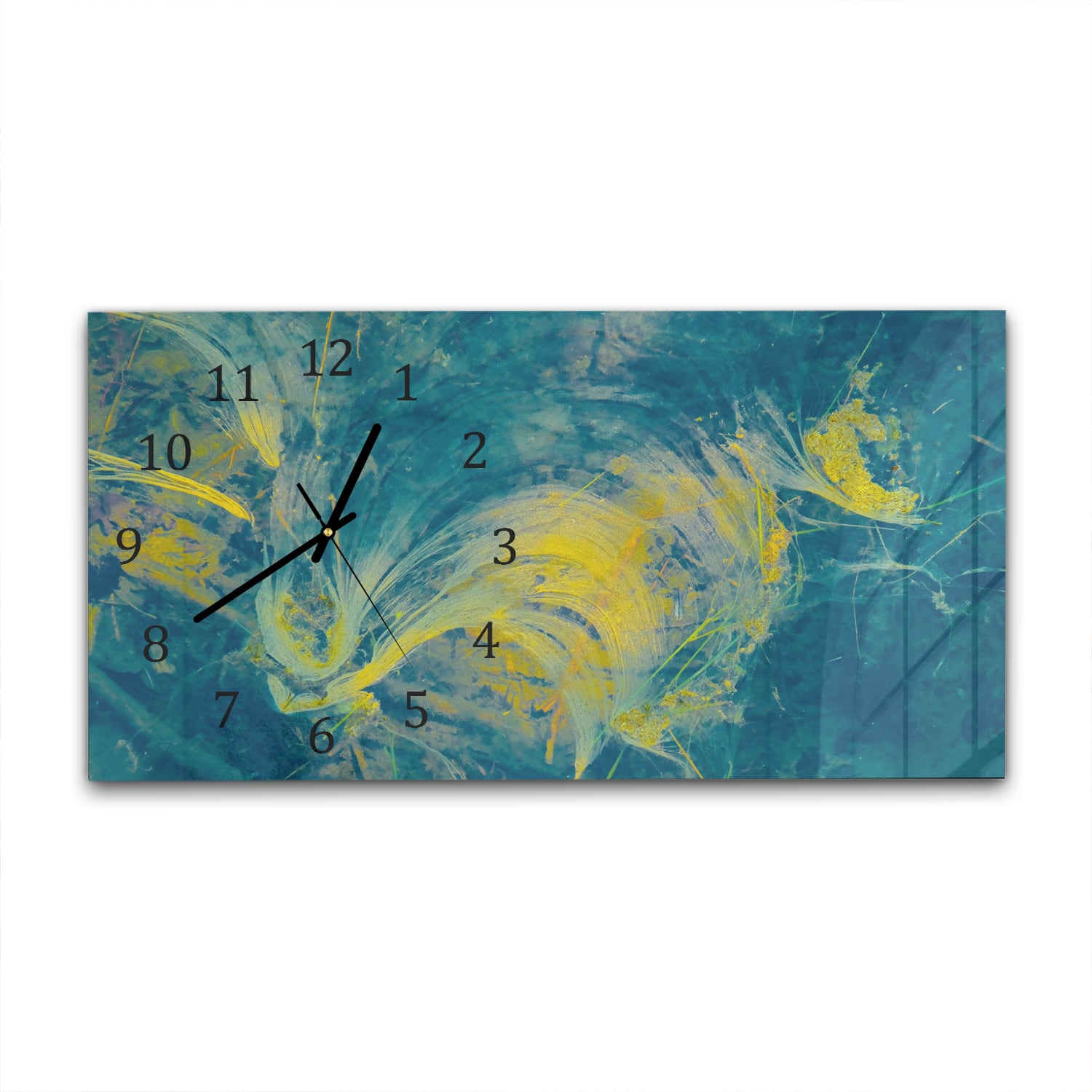 Wandklok 60x30 - Gehard Glas - Abstracte Verf Golven