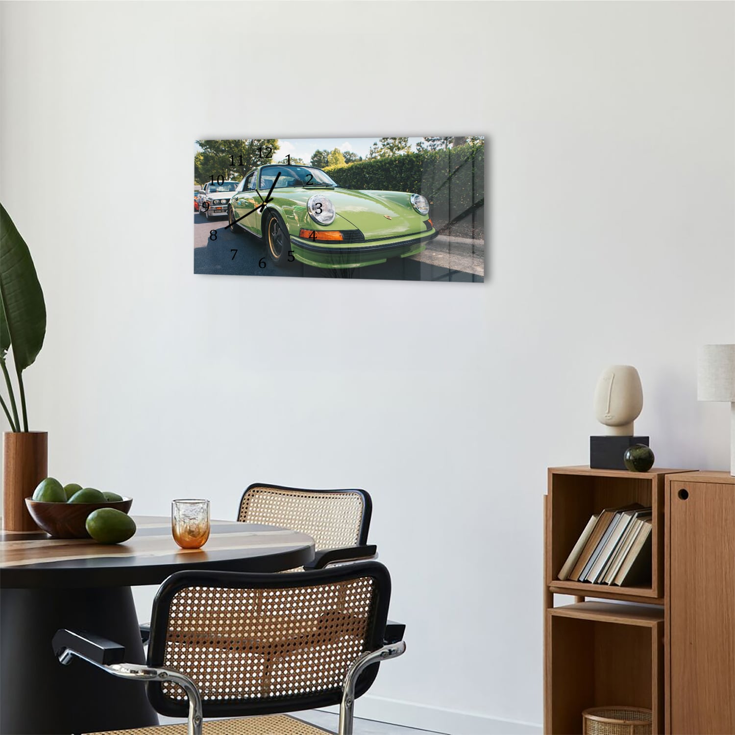 Wandklok 60x30 - Gehard Glas - Porsche 911 1970 Groen